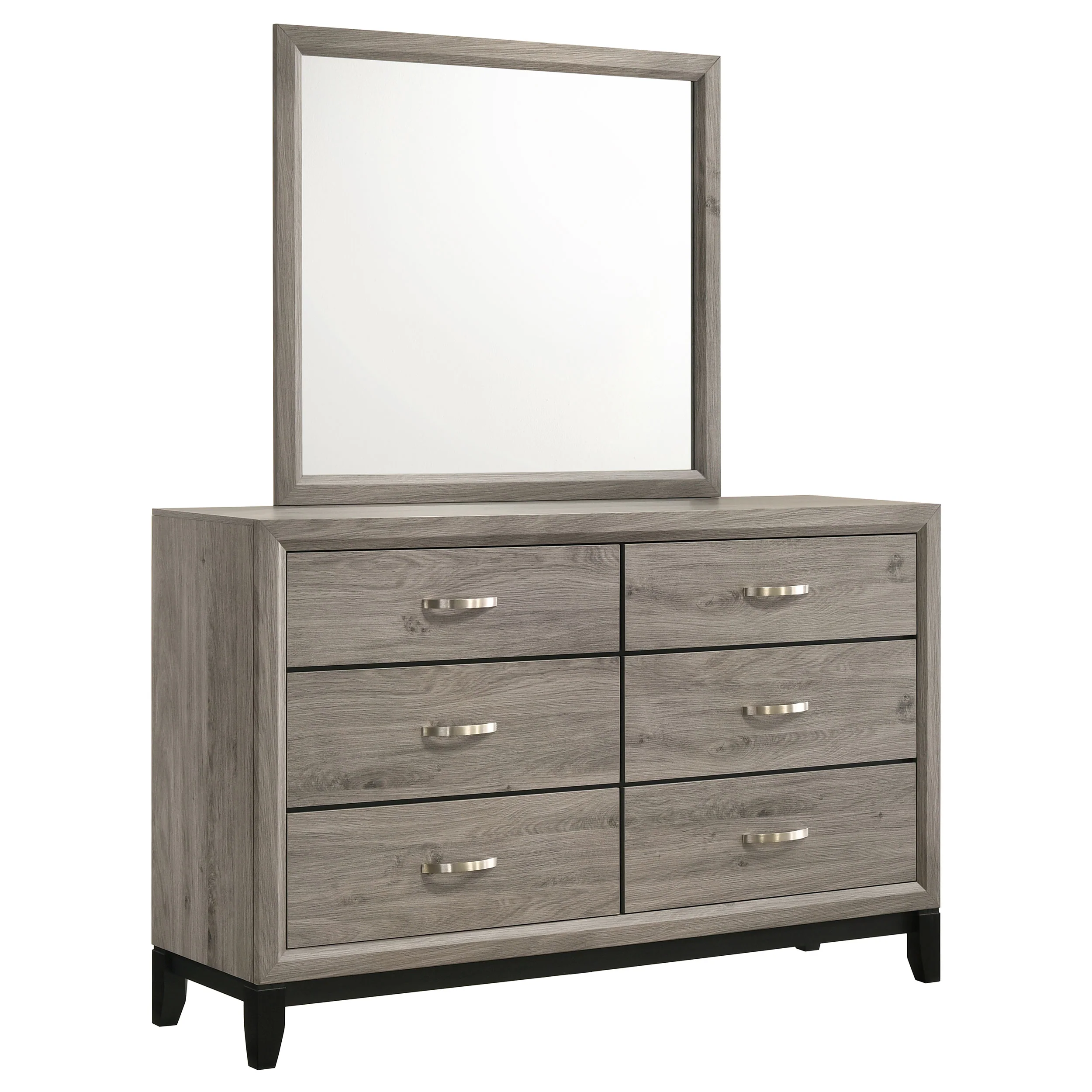 Watson 6-Drawer Dresser with Mirror - Light Taupe