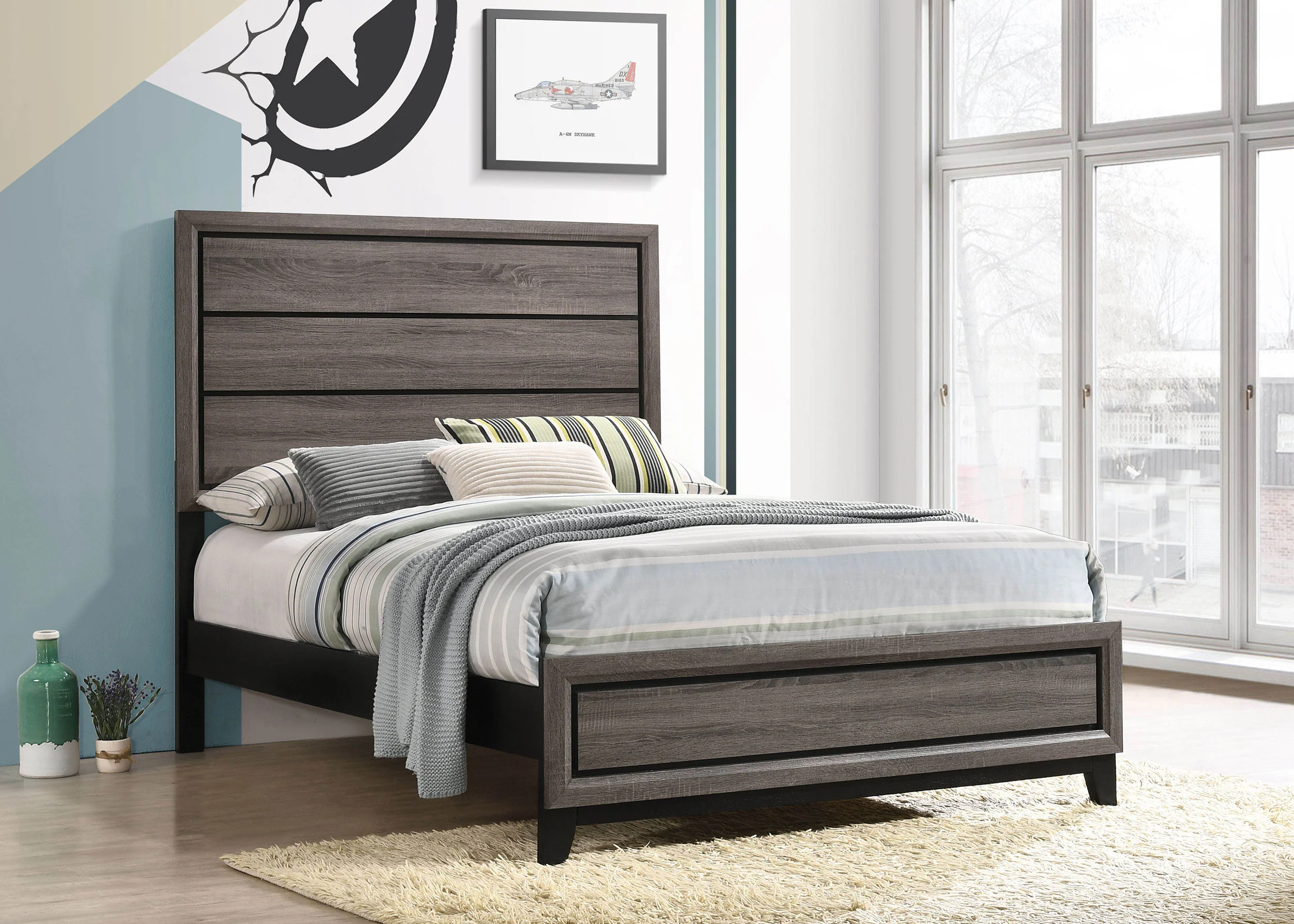 Watson Wood Full Panel Bed in Grey Oak - Image 4