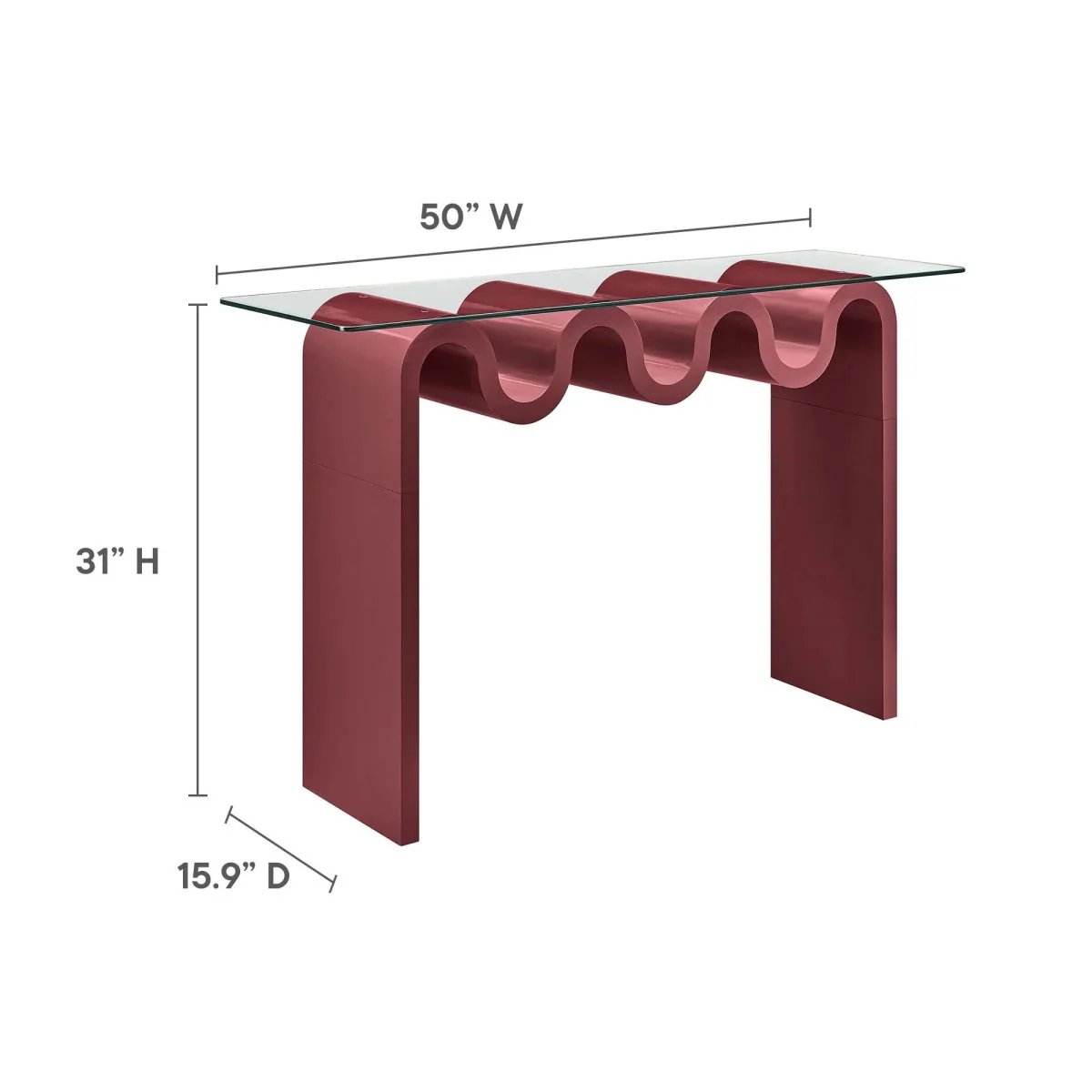 Wave Frame Glass Top Console Table – 50 Inch - Image 22