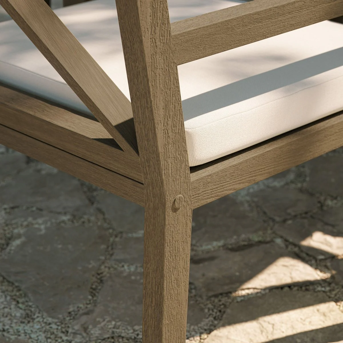 25" Weathered Gray White Teak Patio Dining Armchair - Image 4
