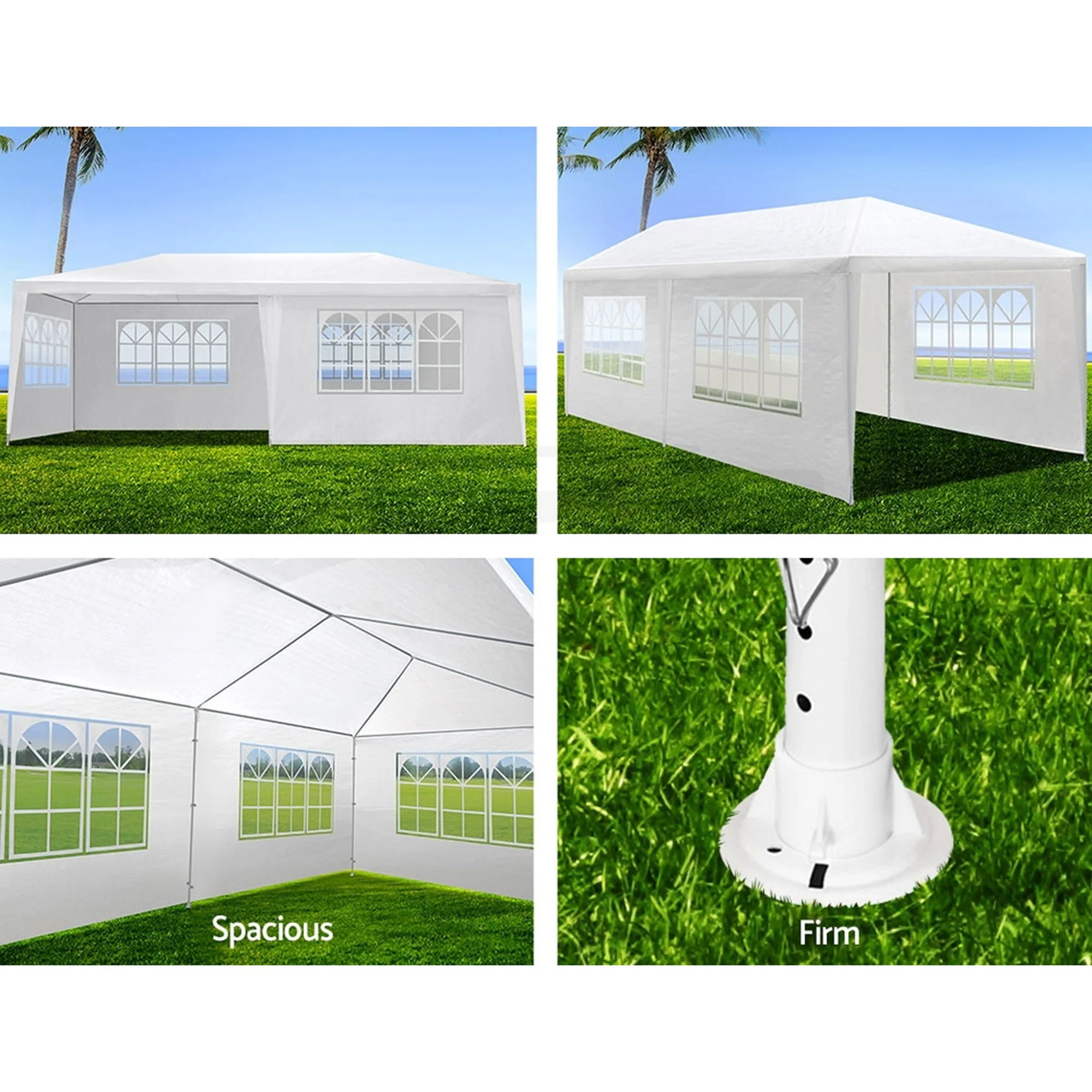 Wedding Party Canopy Tent Outdoor Gazebo With 6 Removable Sidewalls - White - Image 3