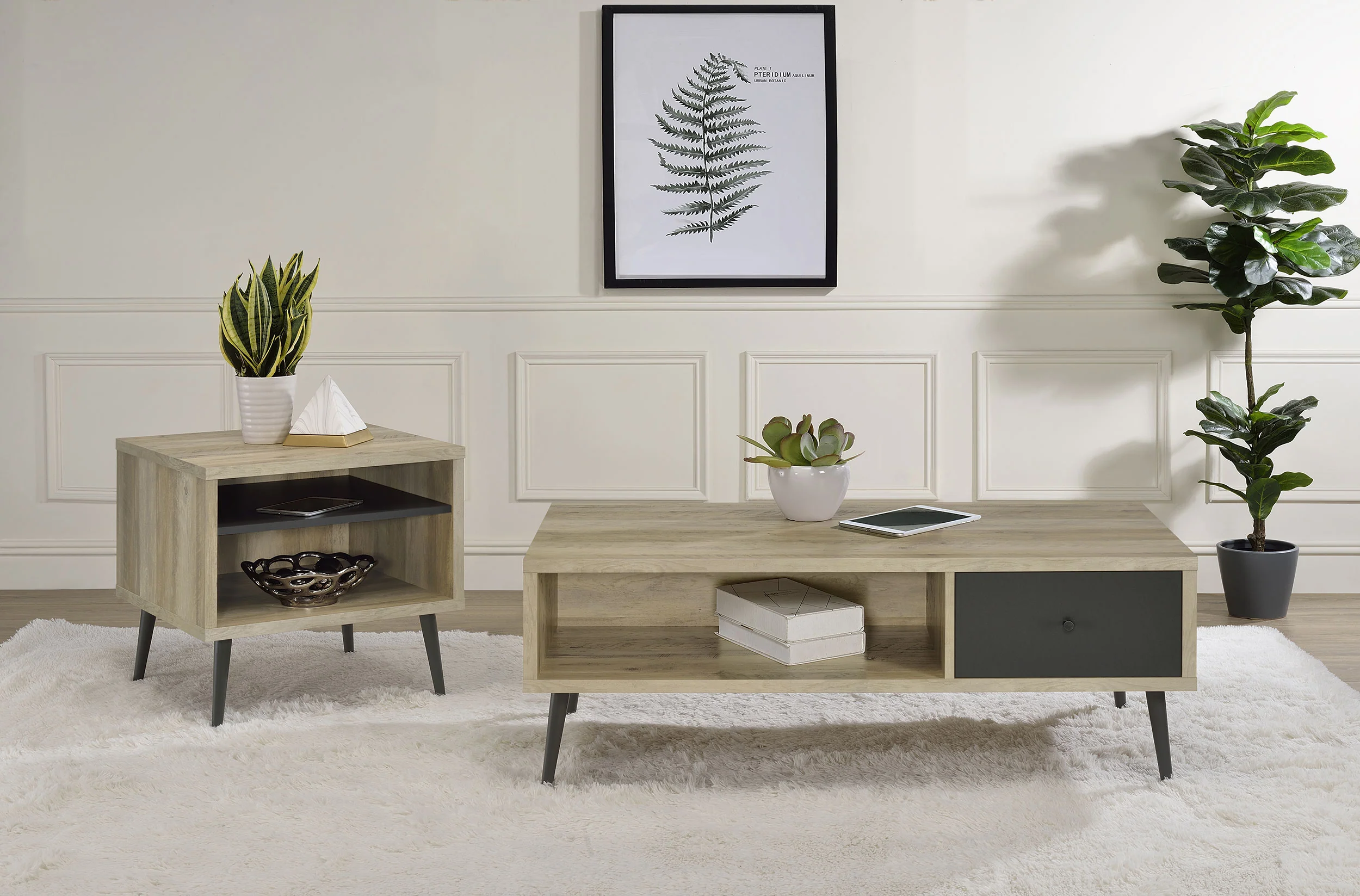 Welsh Square Engineered Wood Side End Table, Distressed Pine - Image 12