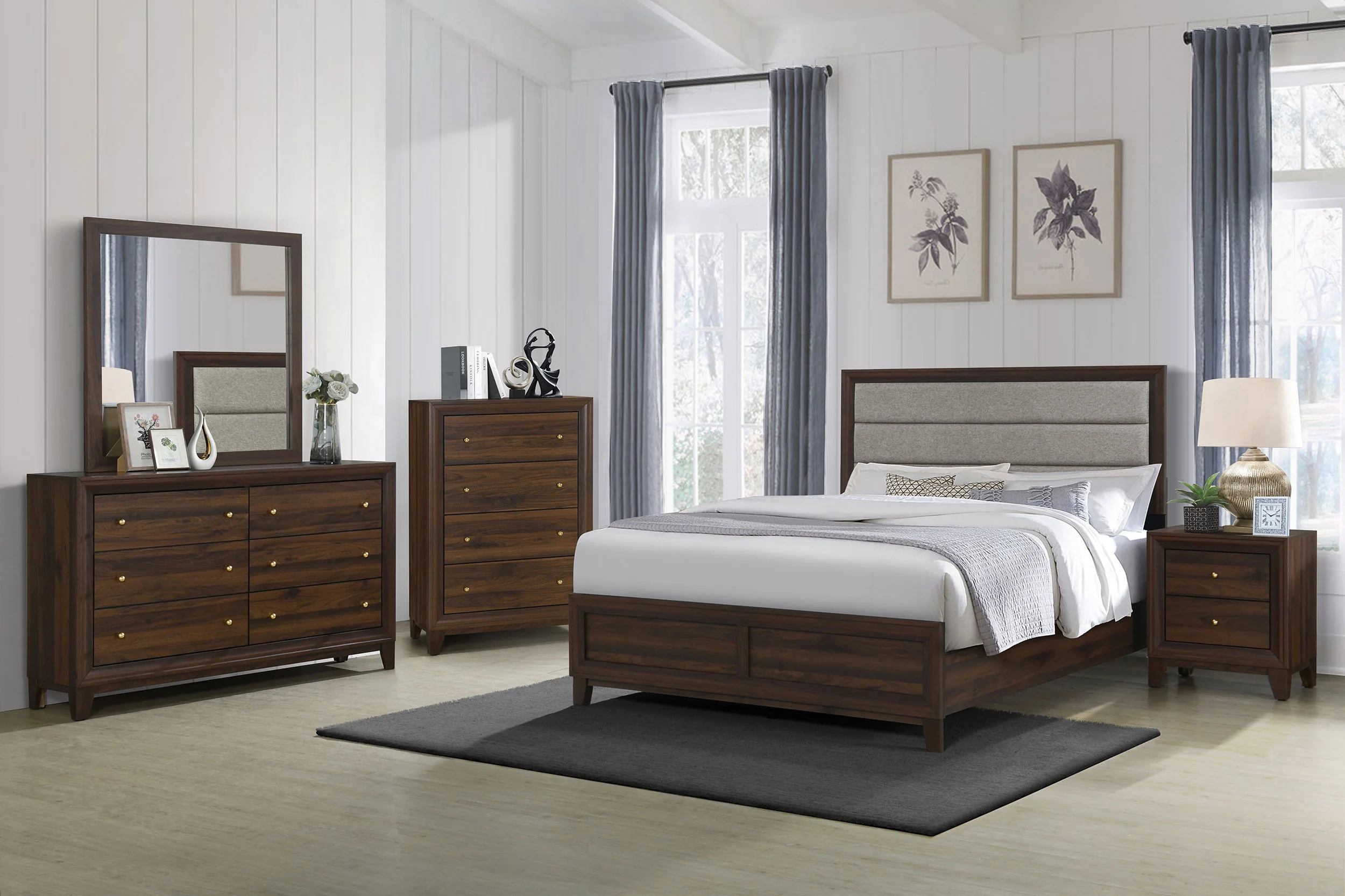 Welsley 6-Drawer Dresser and Mirror - Walnut - Image 12