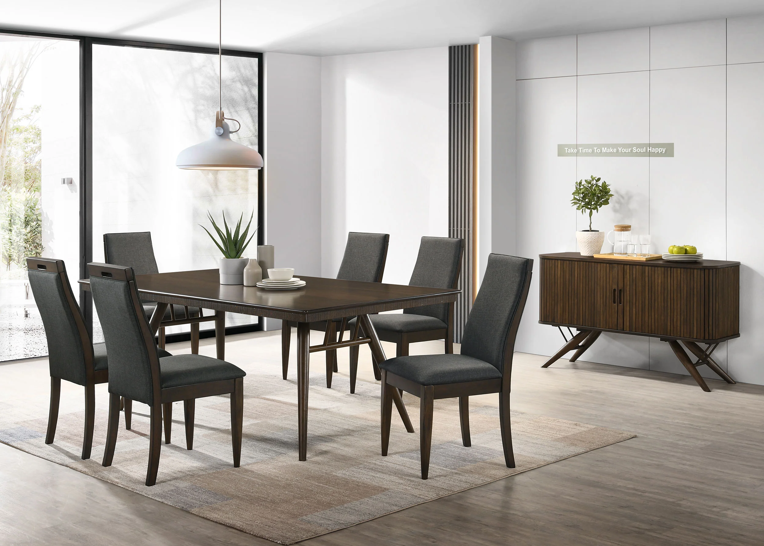 Wes Upholstered Dining Side Chair Dark Walnut Set of 2 - Image 14