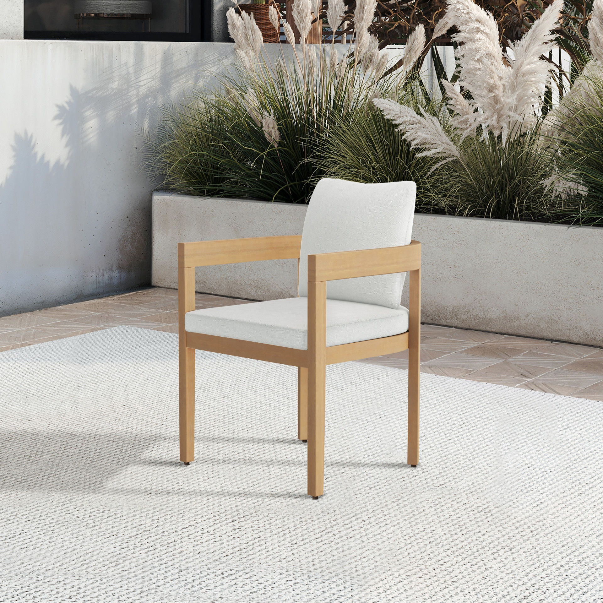 Wesley - Patio Side Chair With Cushion - White - Image 2