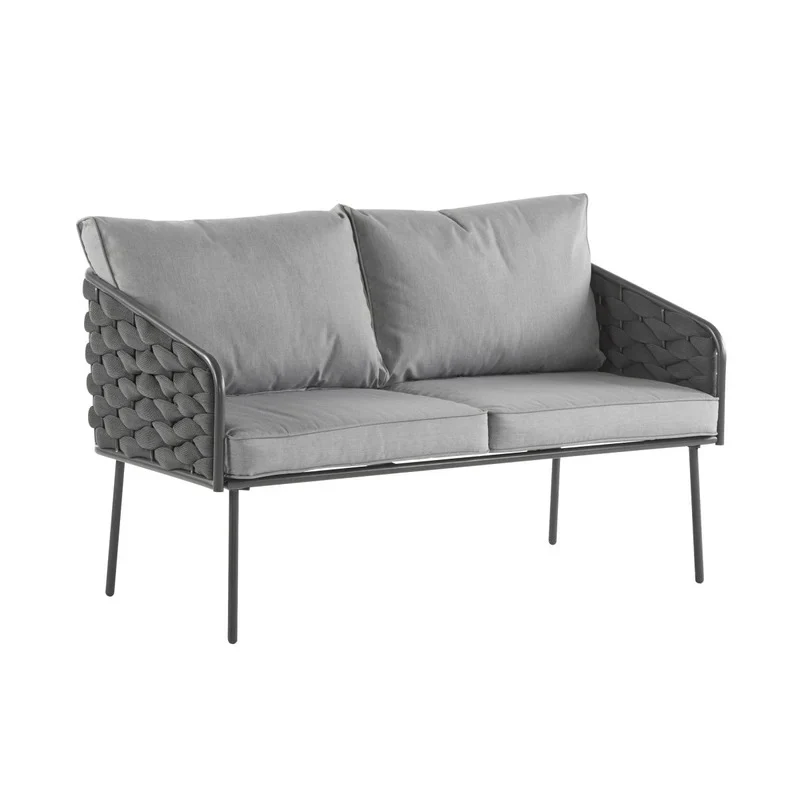 Weslow Blantro Outdoor 4-Piece Rope & Metal Patio Set Grey - Image 5