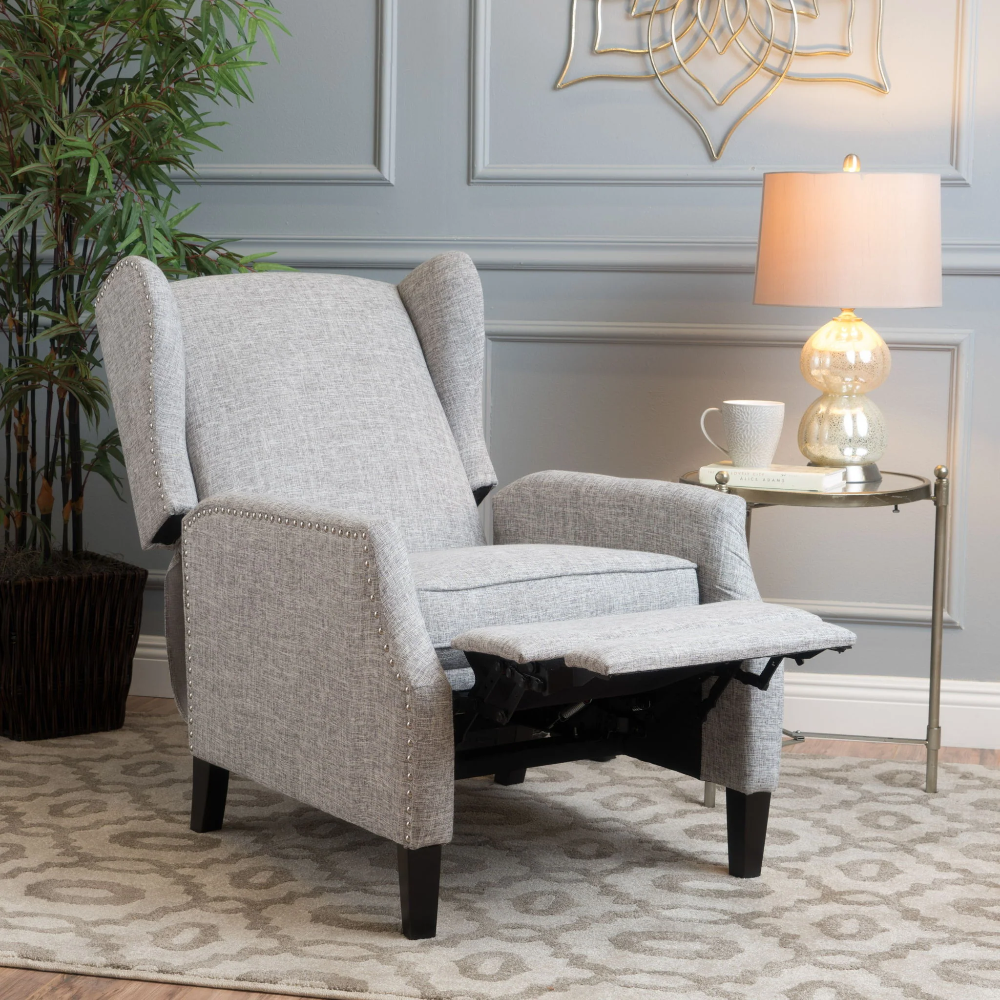 Westeros Wing Back Fabric Upholstered Recliner - Image 25