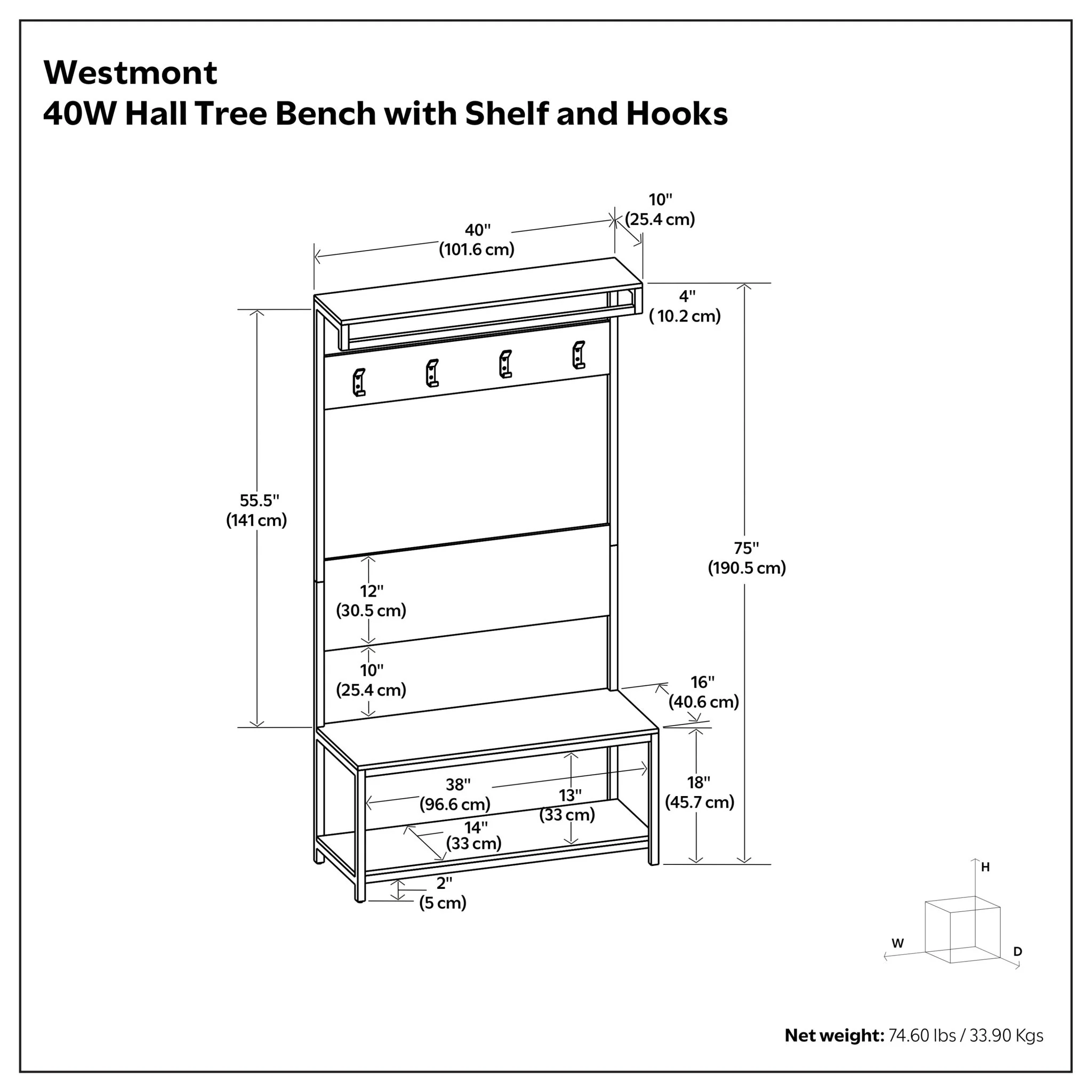 Westmont - Entryway Hall Tree Bench - Natural - Image 5