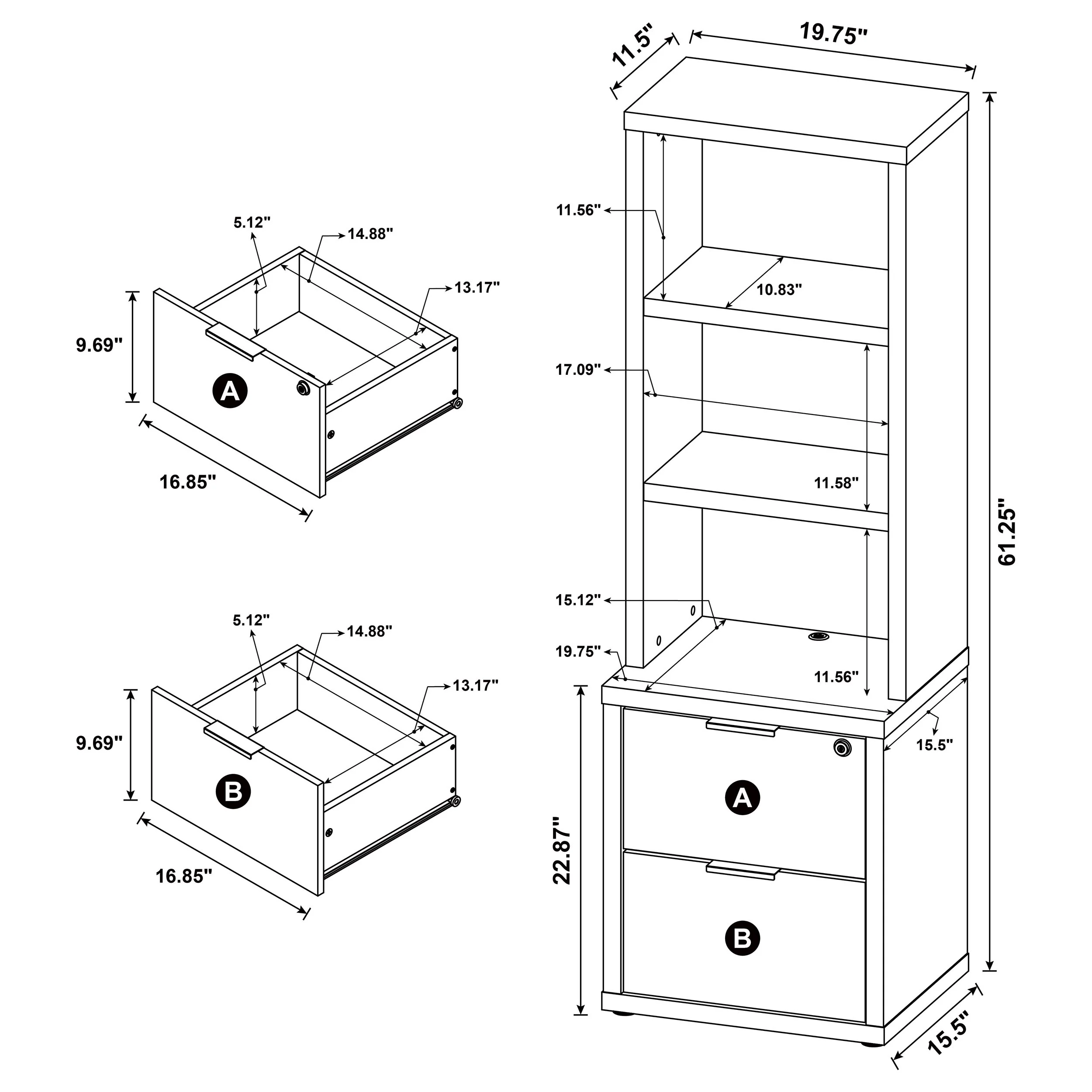 Westpark 3-Shelf Bookcase with USB Charging - Mango - Image 11