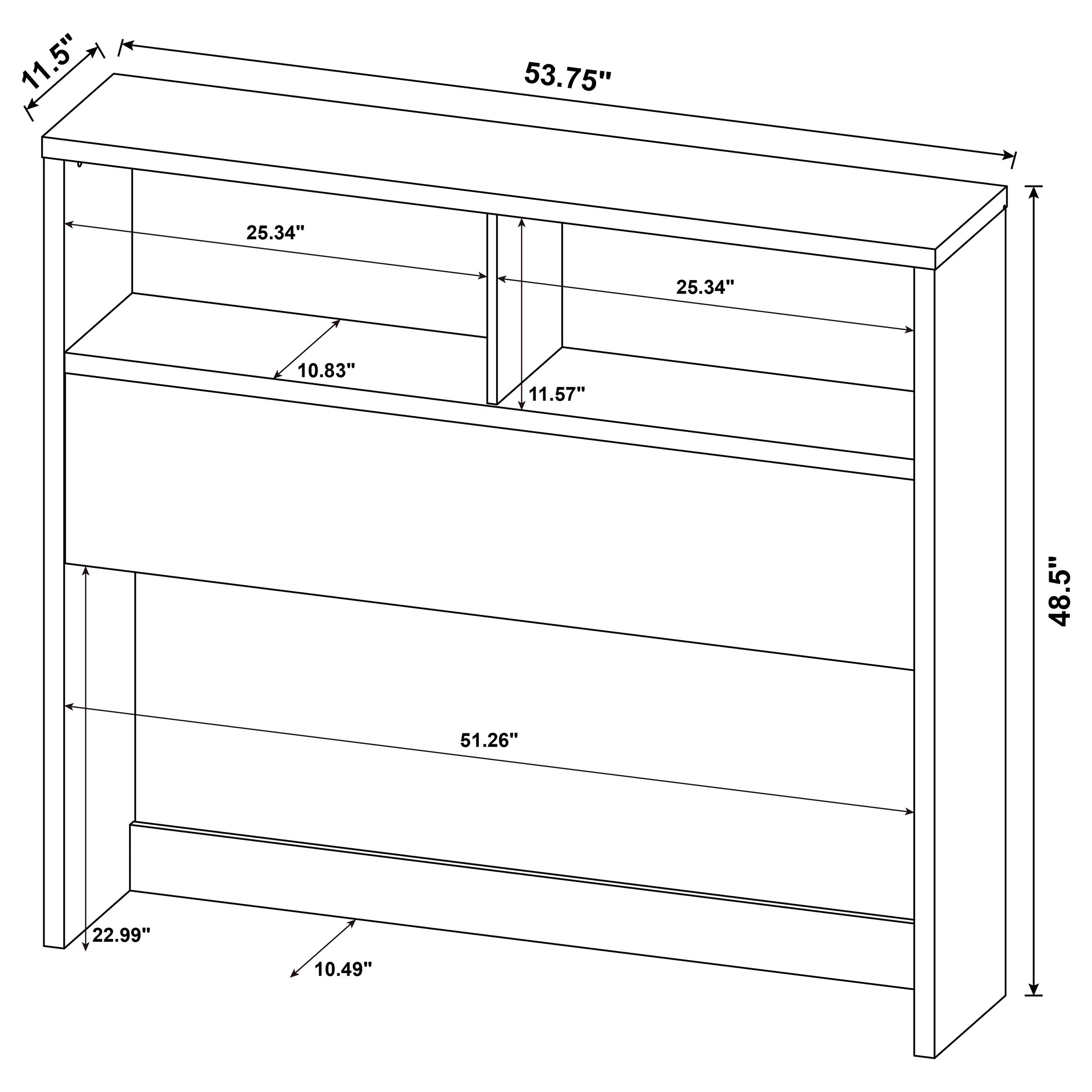 Westpark 49-Inch Full Bookcase Headboard Black - Image 6