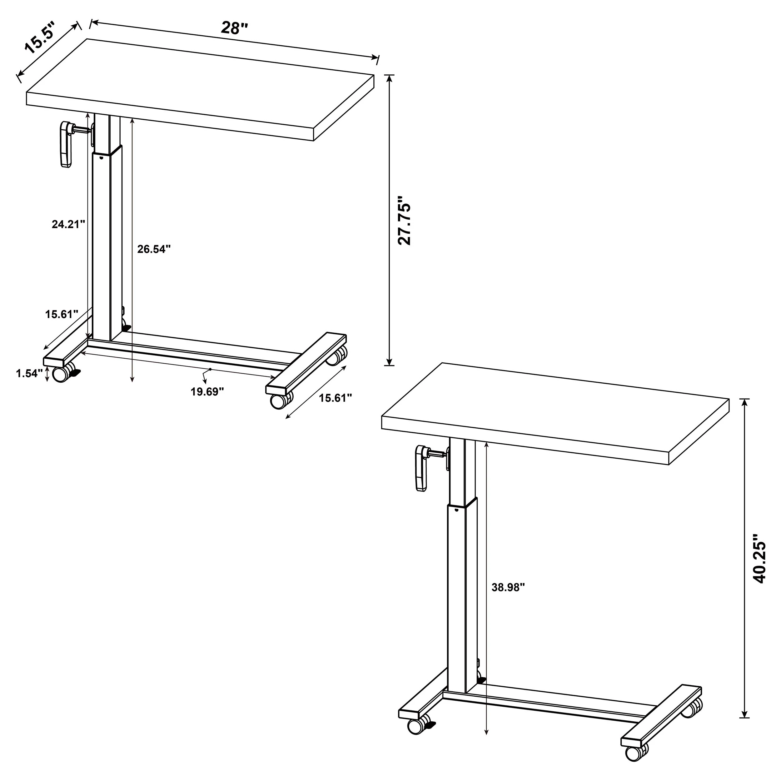 Westpark Height Adjustable Mobile Bedroom C-Table Black - Image 7