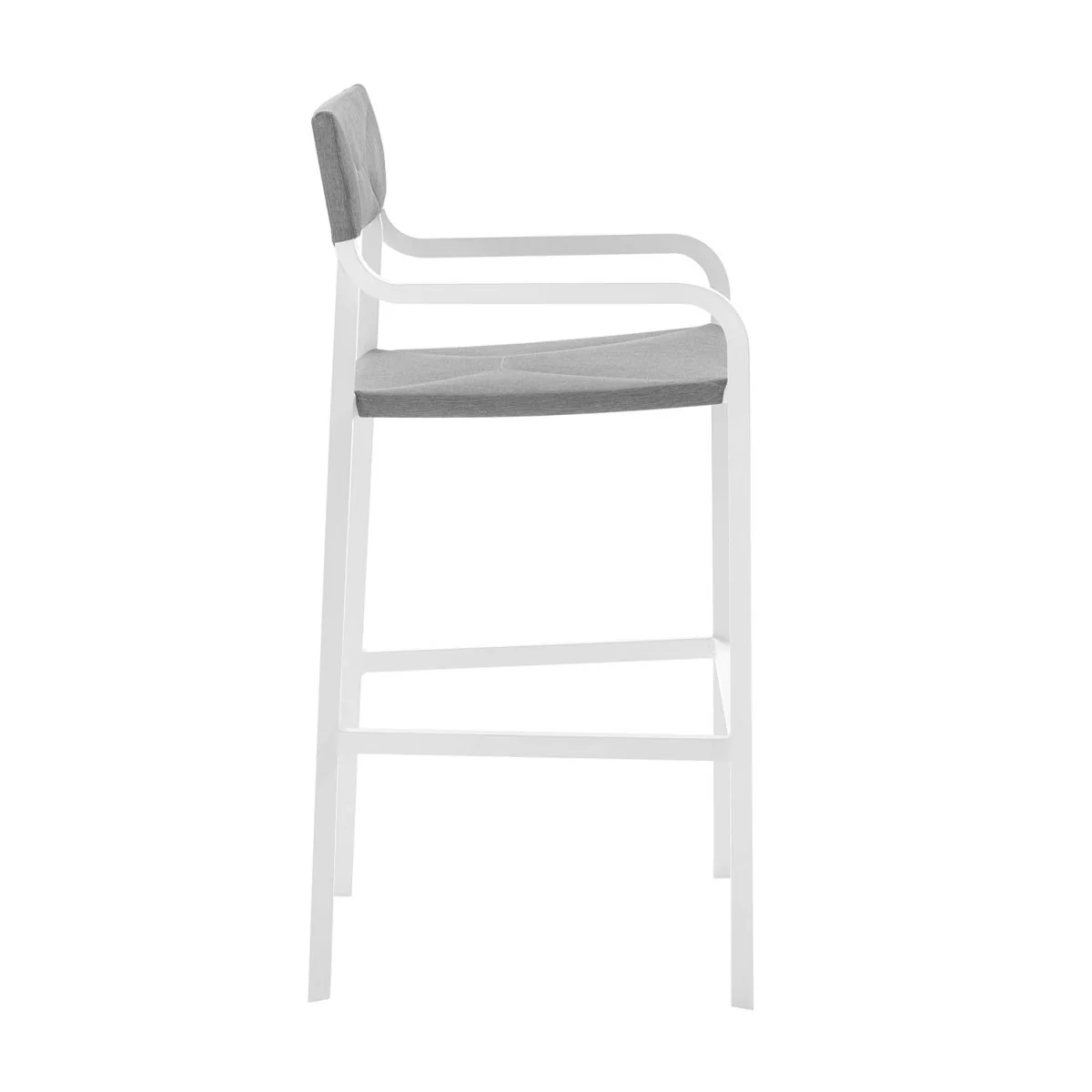 White Gray Stackable Aluminum Outdoor Bar Stool with Cushioned Seat - Image 3