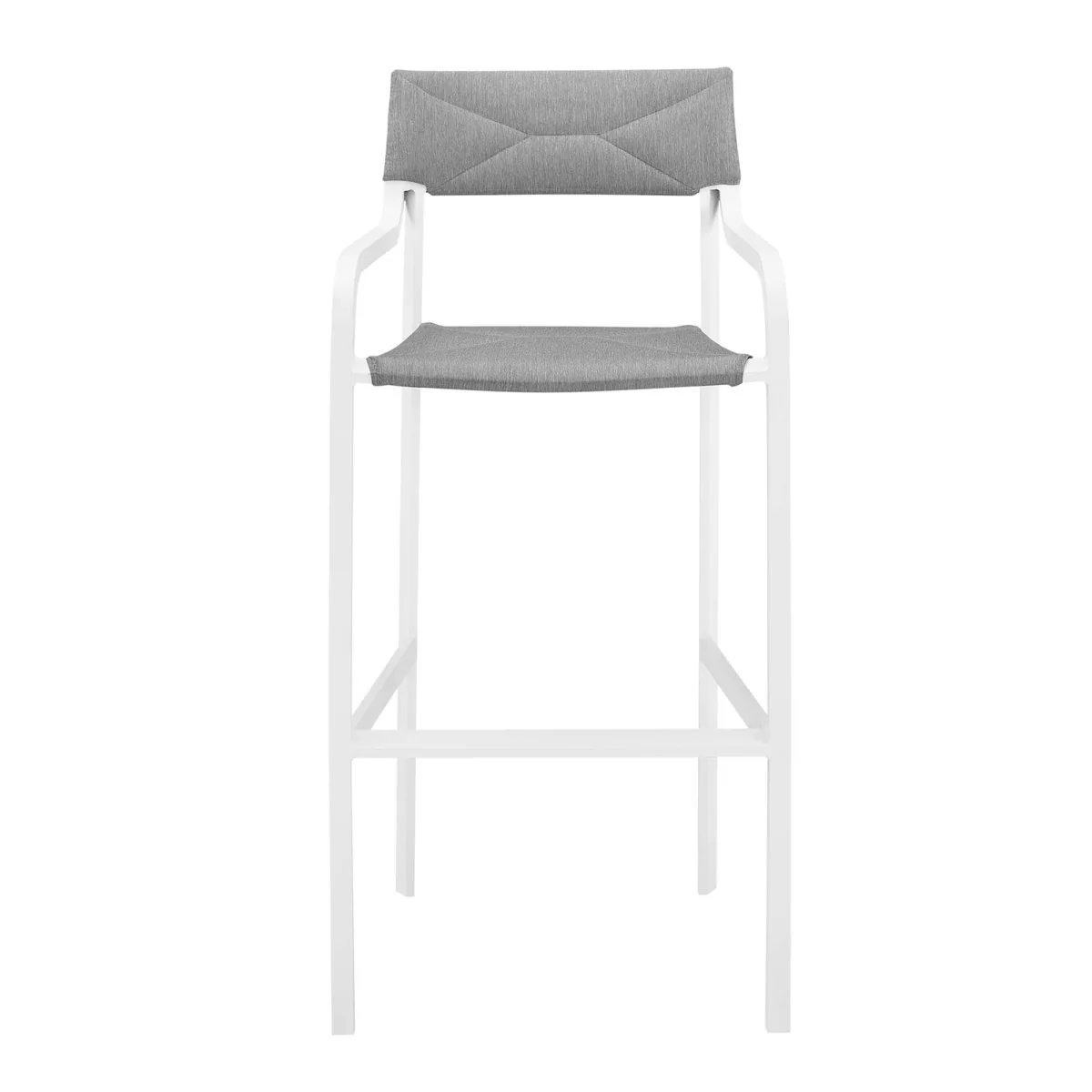 White Gray Stackable Aluminum Outdoor Bar Stool with Cushioned Seat - Image 5