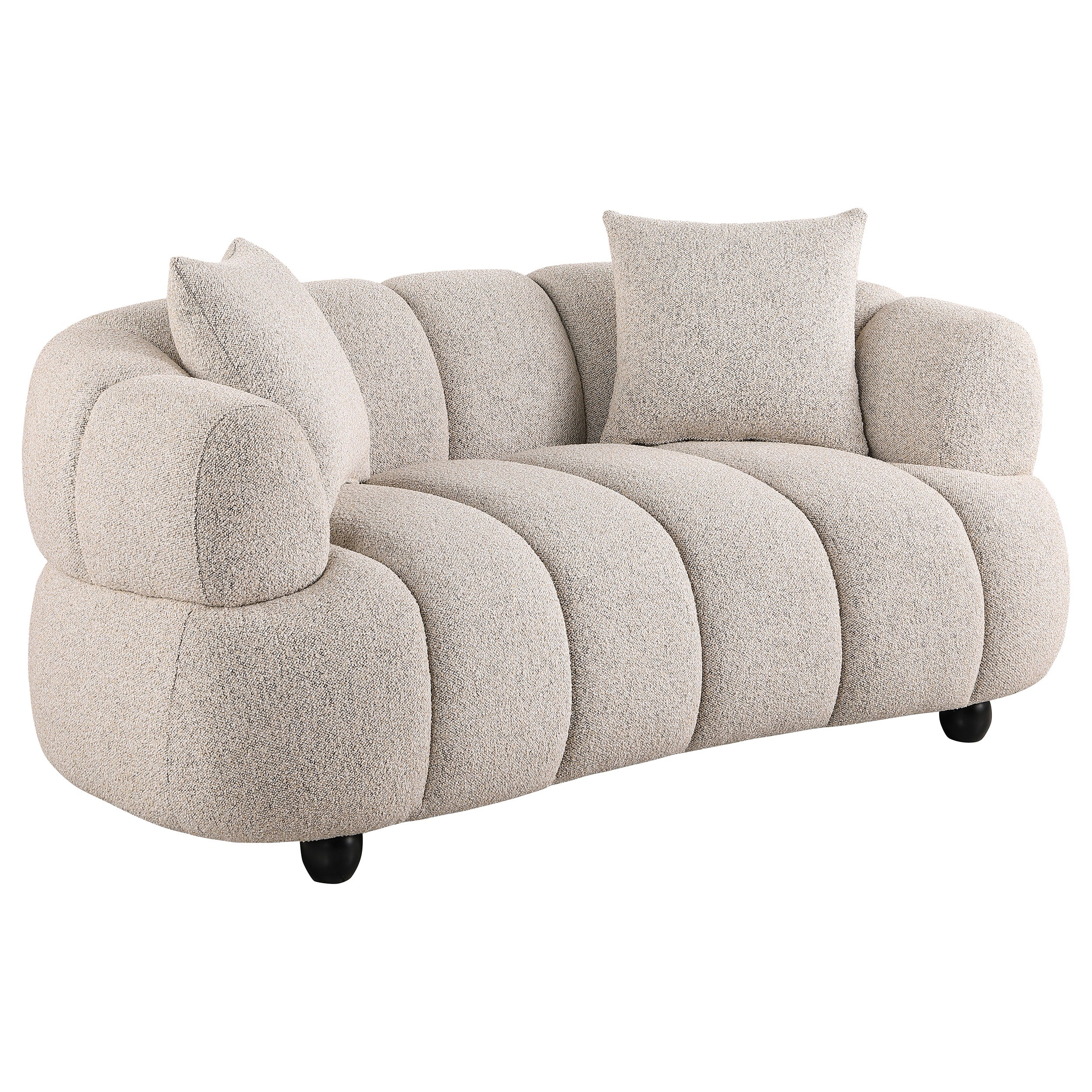 Whitney 2-Piece Channel Tufted Boucle Sofa Set, Pebble - Image 5
