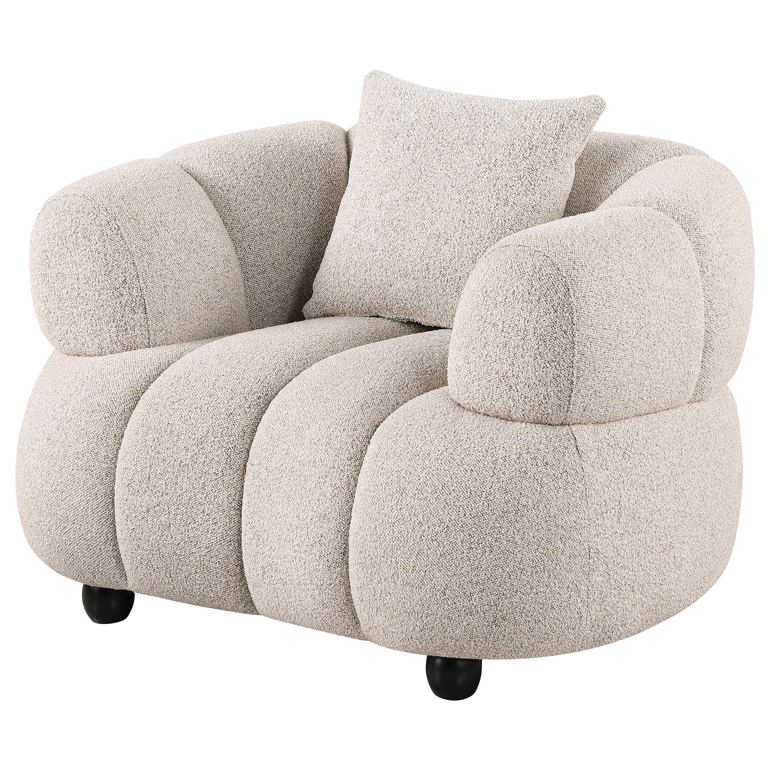 Whitney Contemporary Channel Tufted Boucle Accent Chair - Image 2