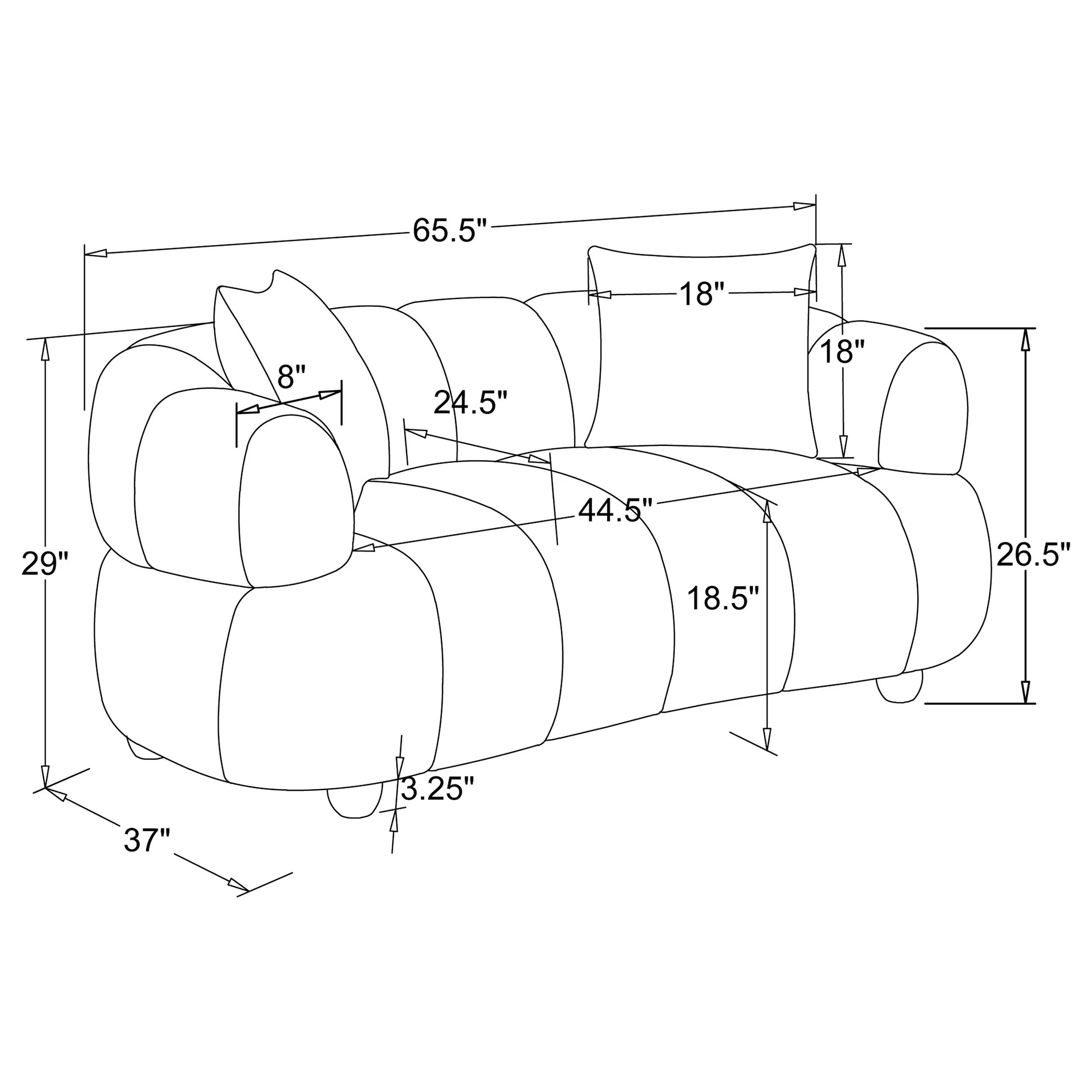 Whitney Contemporary Channel Tufted Boucle Loveseat - Image 7