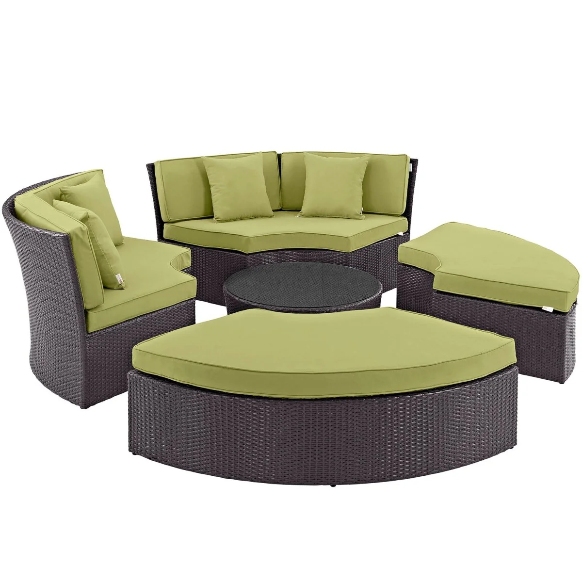 Wicker Circular Outdoor Patio Daybed Set with Cushions and Canopy for Relaxation - Image 14
