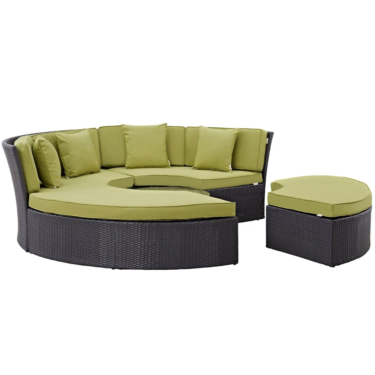 Wicker Circular Outdoor Patio Daybed Set with Cushions and Canopy for Relaxation - Image 15