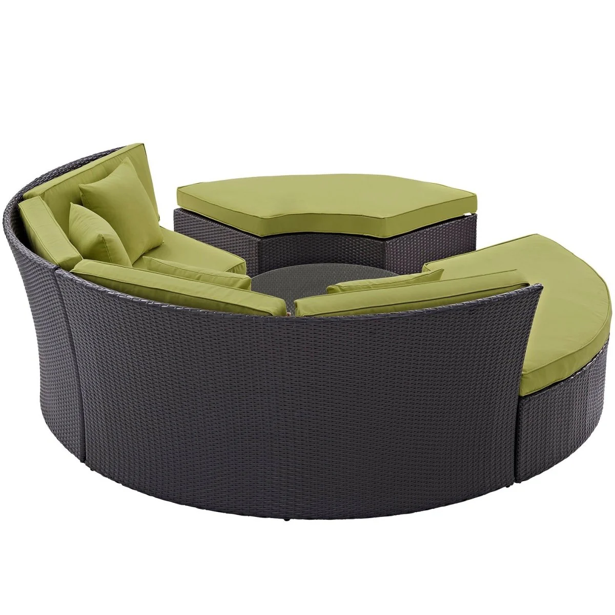 Wicker Circular Outdoor Patio Daybed Set with Cushions and Canopy for Relaxation - Image 16