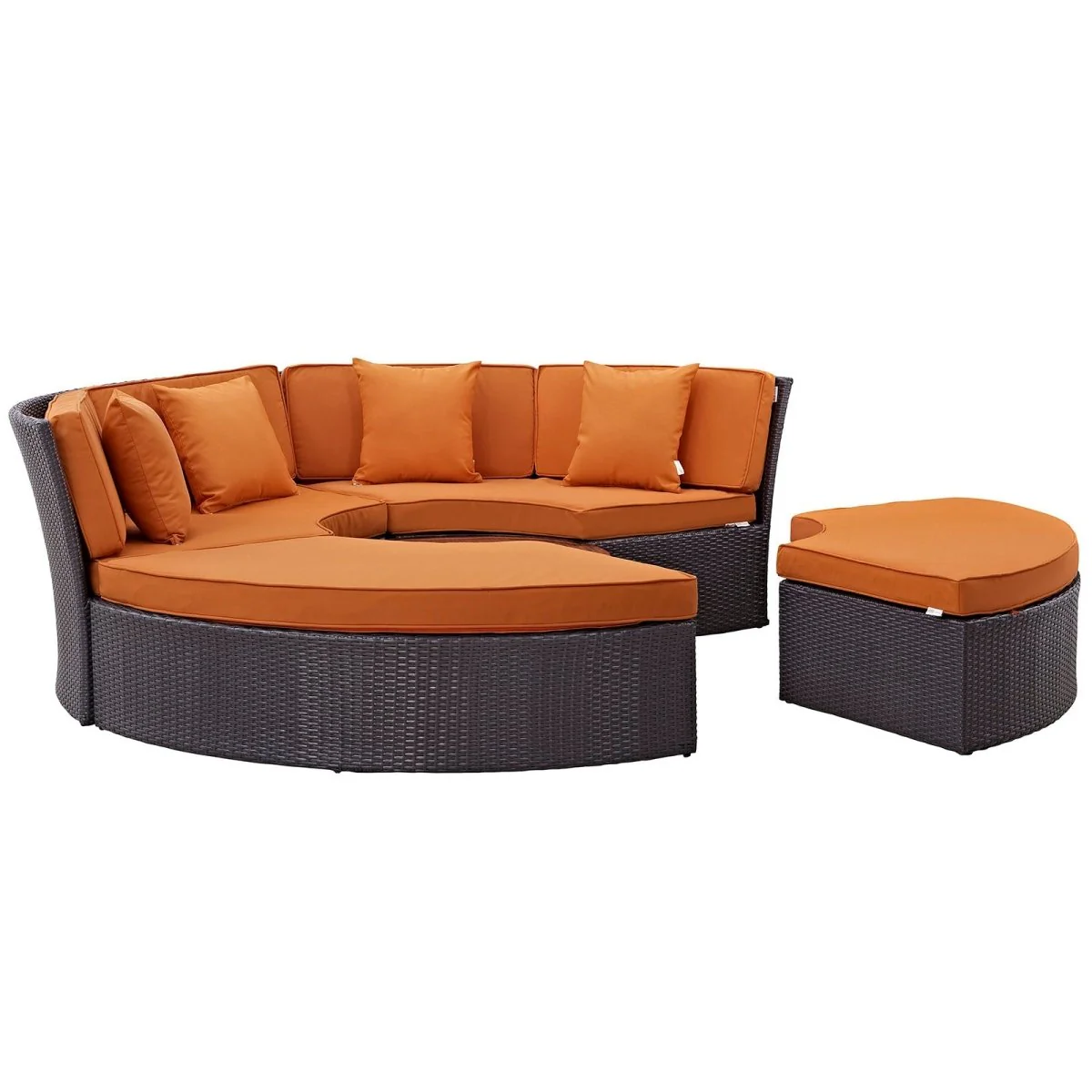 Wicker Circular Outdoor Patio Daybed Set with Cushions and Canopy for Relaxation - Image 21