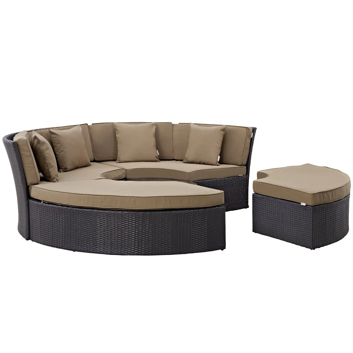 Wicker Circular Outdoor Patio Daybed Set with Cushions and Canopy for Relaxation - Image 26