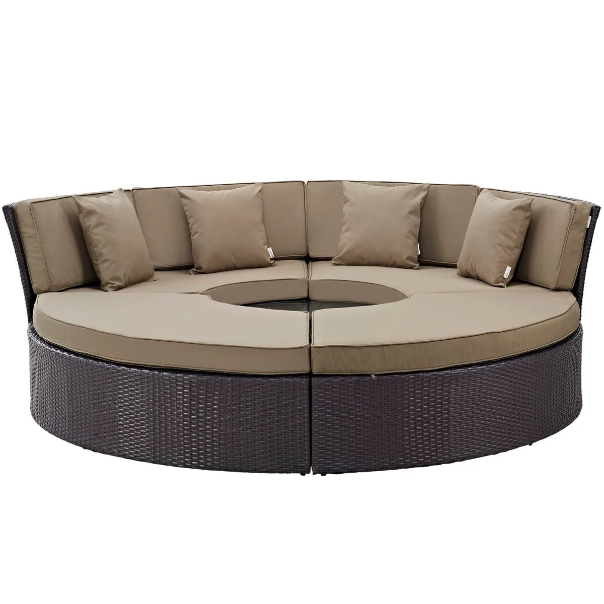 Wicker Circular Outdoor Patio Daybed Set with Cushions and Canopy for Relaxation - Image 27