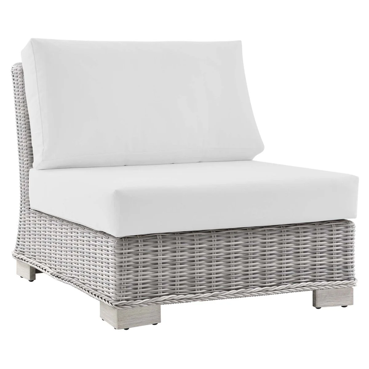 Wicker Outdoor Armless Chair for Patio and Garden Seating, Durable Lounge Piece