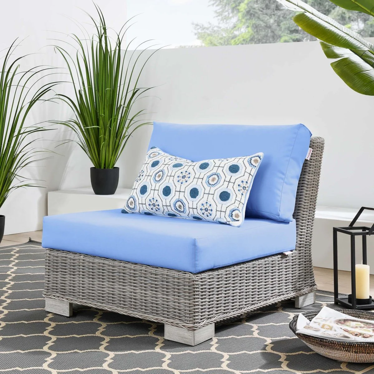 Wicker Outdoor Armless Chair for Patio and Garden Seating, Durable Lounge Piece - Image 21