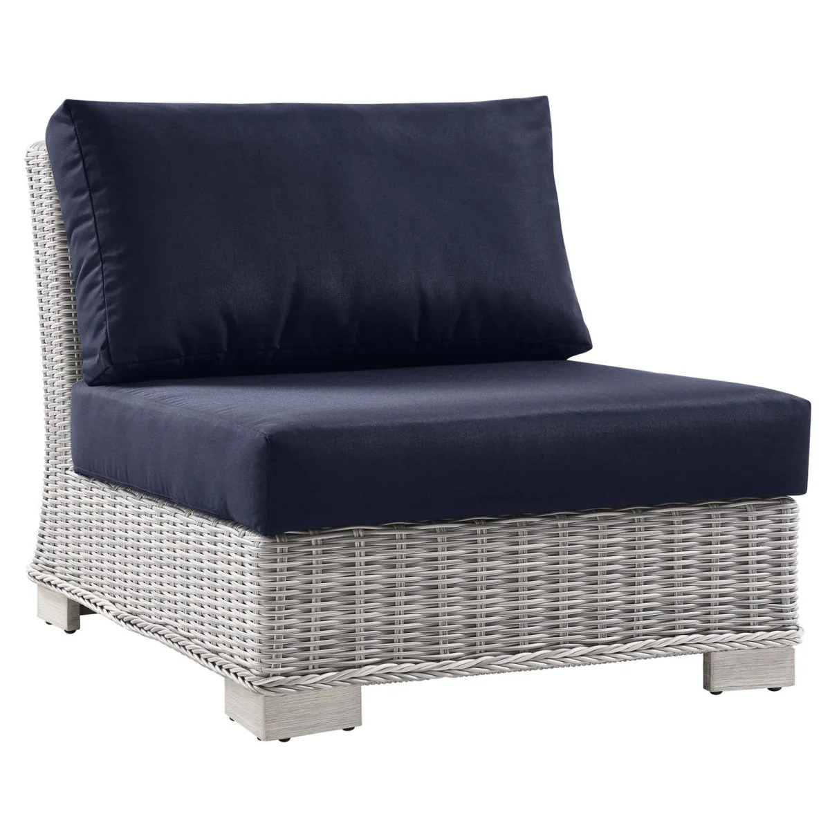Wicker Outdoor Armless Chair for Patio and Garden Seating, Durable Lounge Piece - Image 8