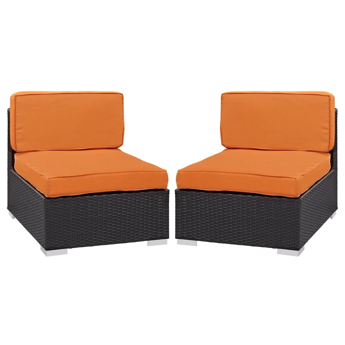 Wicker Outdoor Armless Chair Set of 2 for Patio and Deck Outdoor Seating Comfort - Image 5