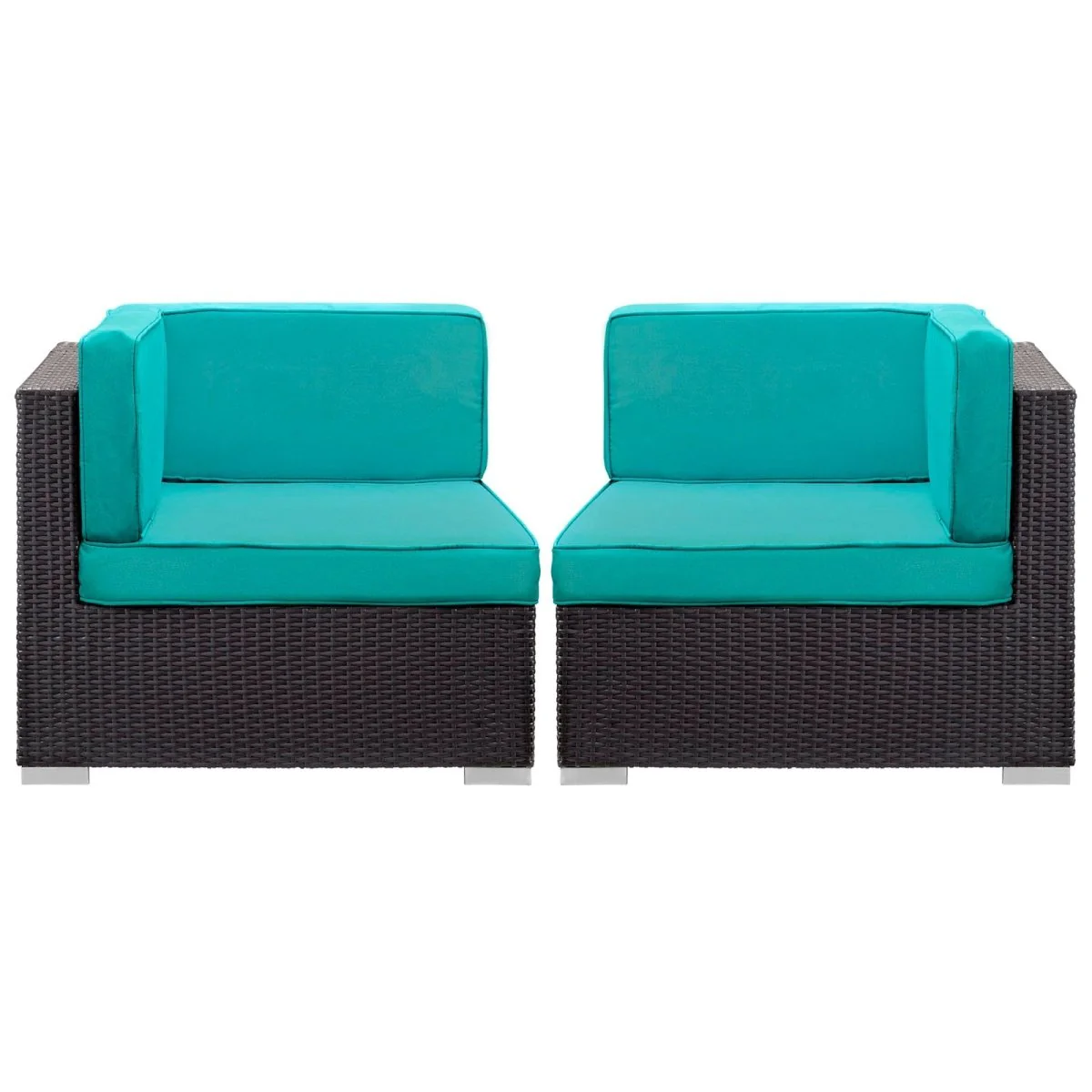 Wicker Outdoor Corner Chair Set of 2 for Patio and Garden Seating, Corner Chair Pair