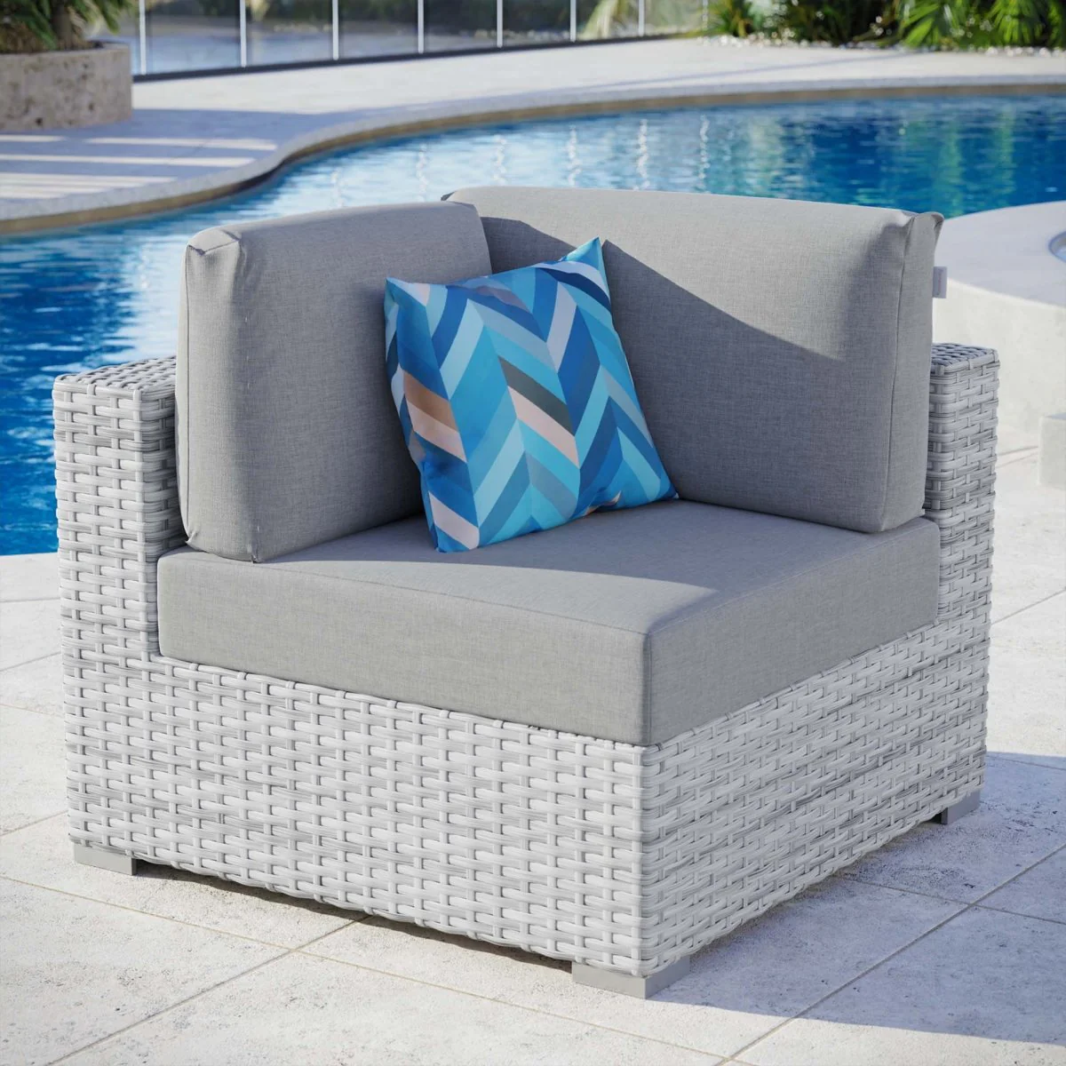 Wicker Outdoor Corner Chair with Cushions — Comfortable Weather-Resistant Patio Seating - Image 24
