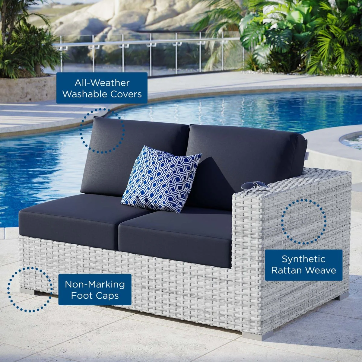 Wicker Outdoor Loveseat for Patio and Garden Seating with Classic Woven Design - Image 18