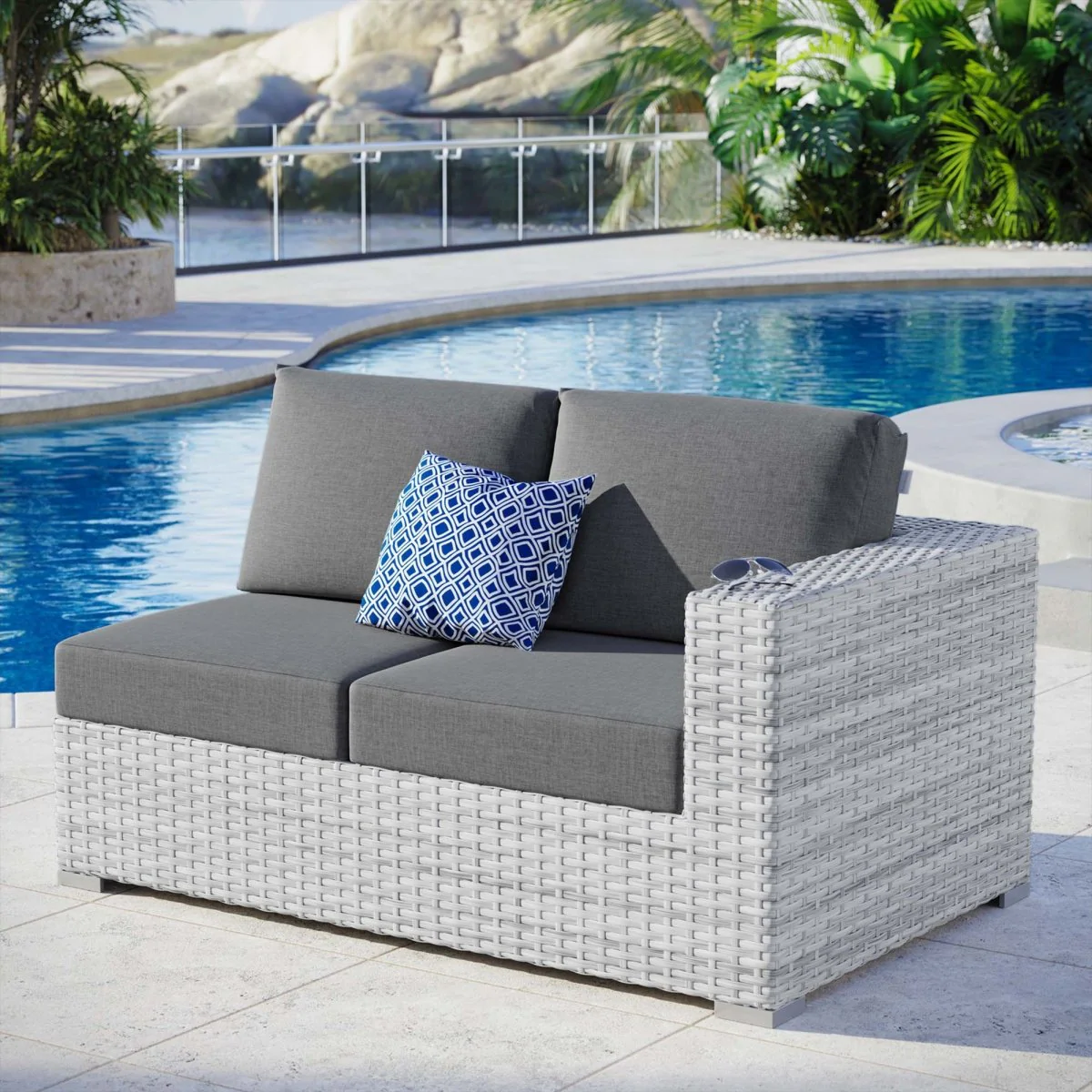 Wicker Outdoor Loveseat for Patio and Garden Seating with Classic Woven Design - Image 8
