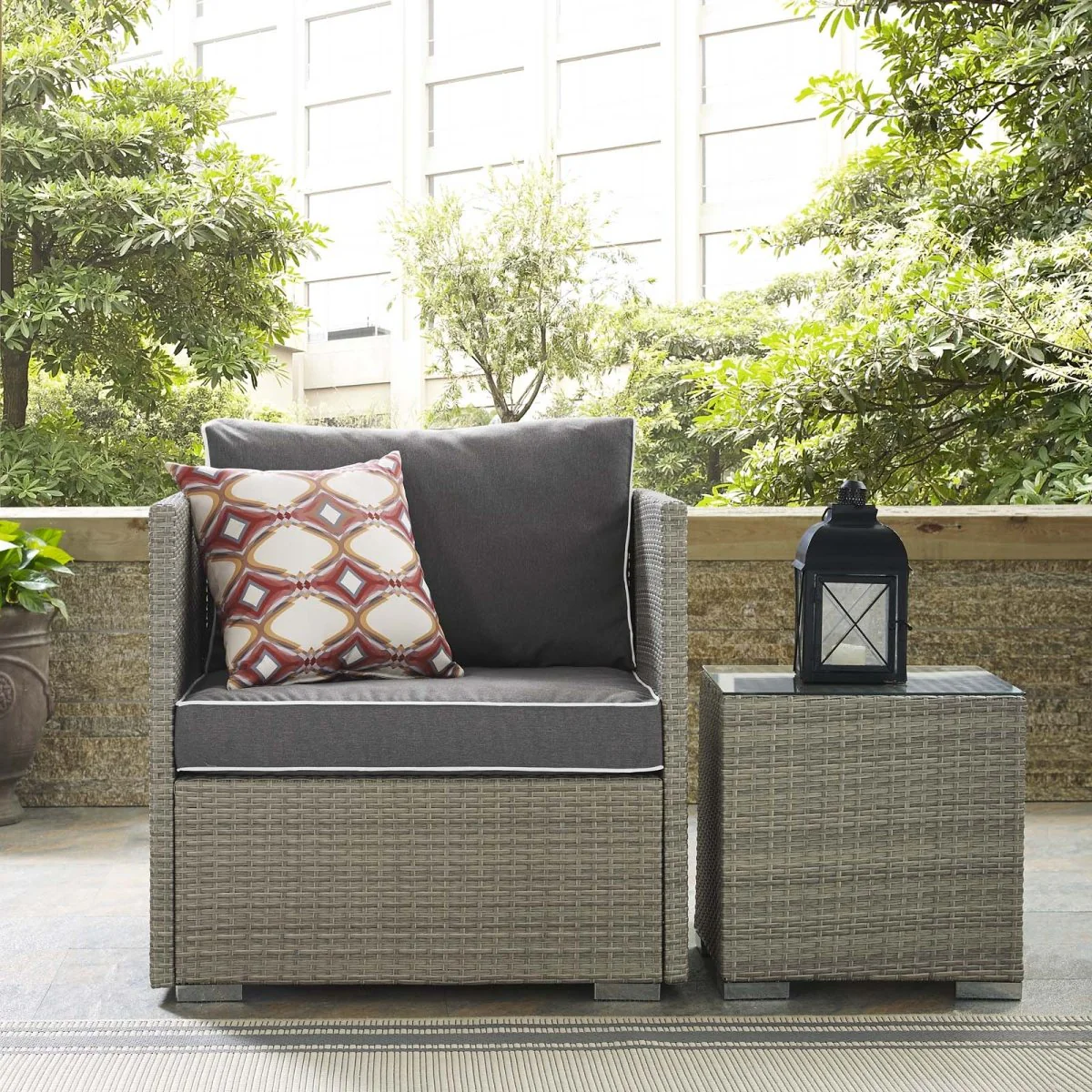 Wicker Outdoor Patio Armchair with Cushioned Seat and Weather-Resistant Frame - Image 20