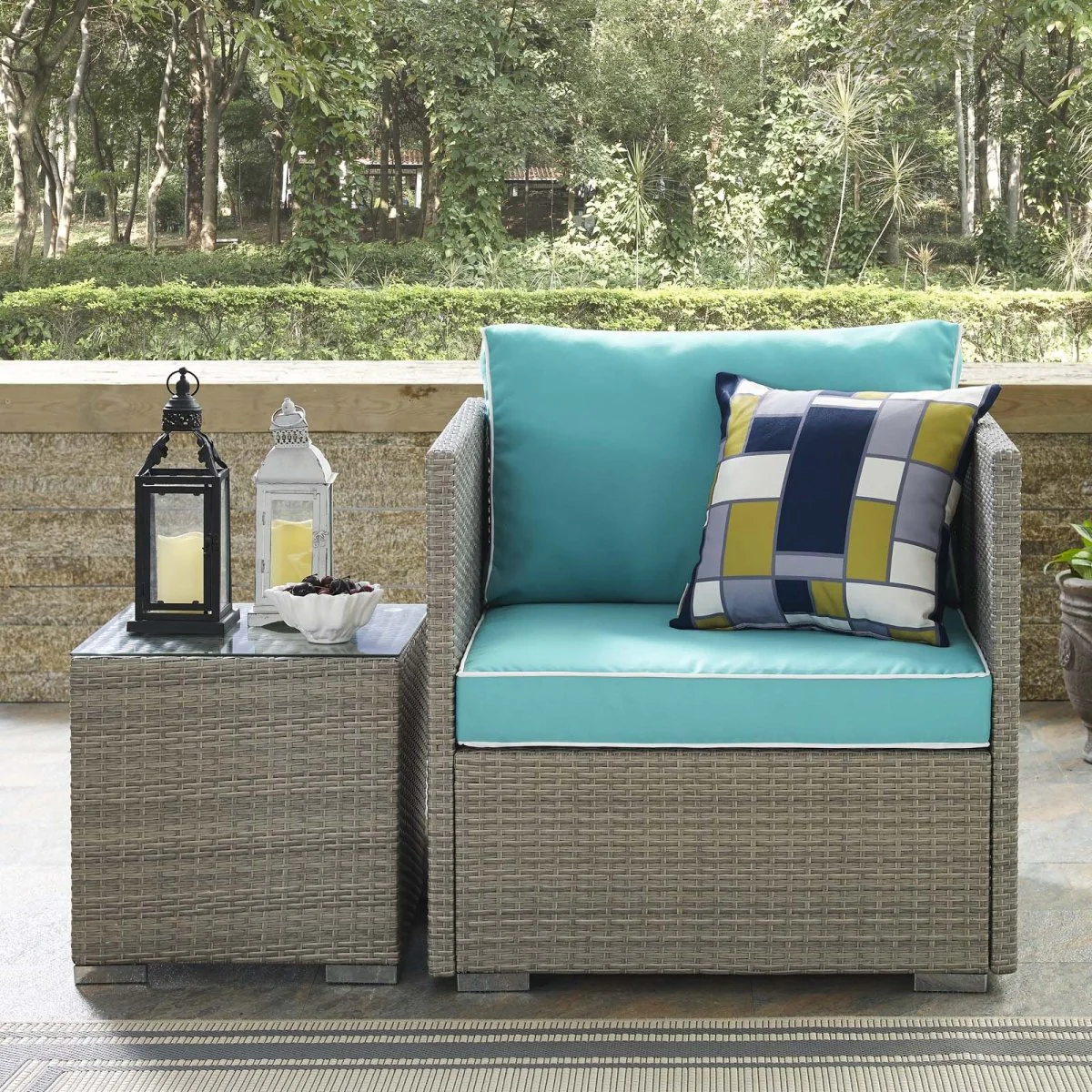 Wicker Outdoor Patio Armchair with Cushioned Seat and Weather-Resistant Frame - Image 4