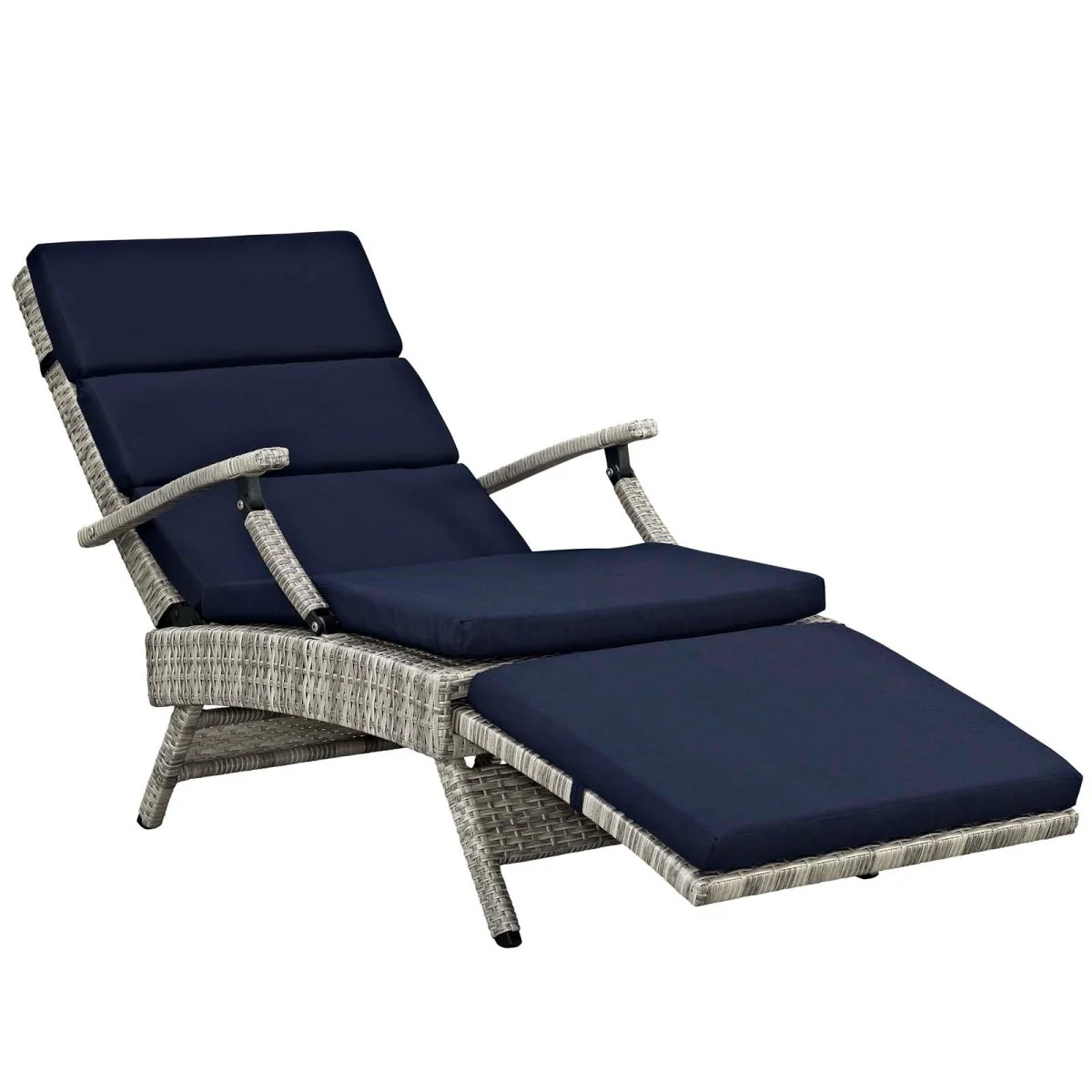 Wicker Outdoor Patio Chaise Lounge Chair Adjustable Reclining Poolside Seating - Image 24