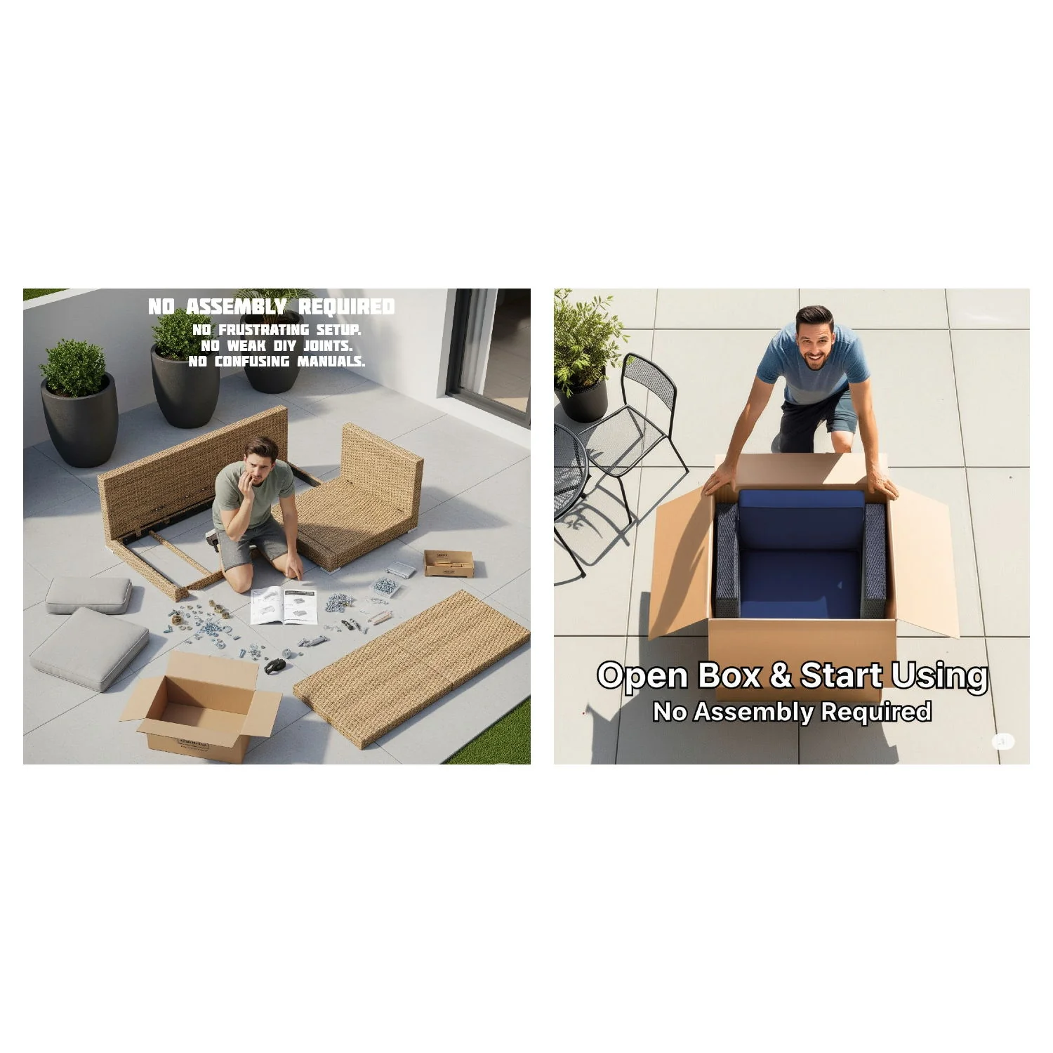 Wicker Outdoor Sectional With Weather Resistant Cushions And Table - Image 11