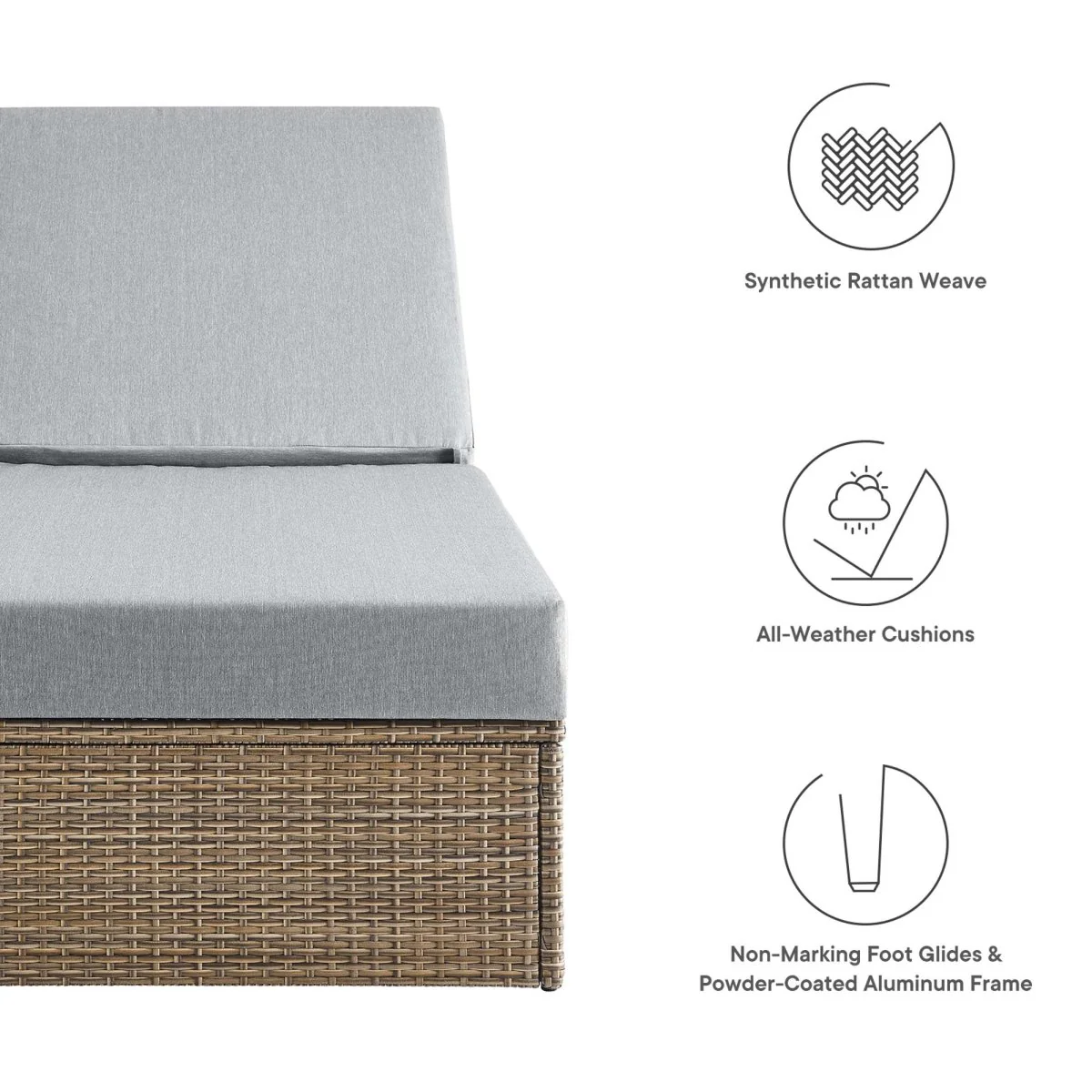 Wicker Rattan Outdoor Chaise Lounge Chair with Cushion, Durable Patio Seating - Image 13