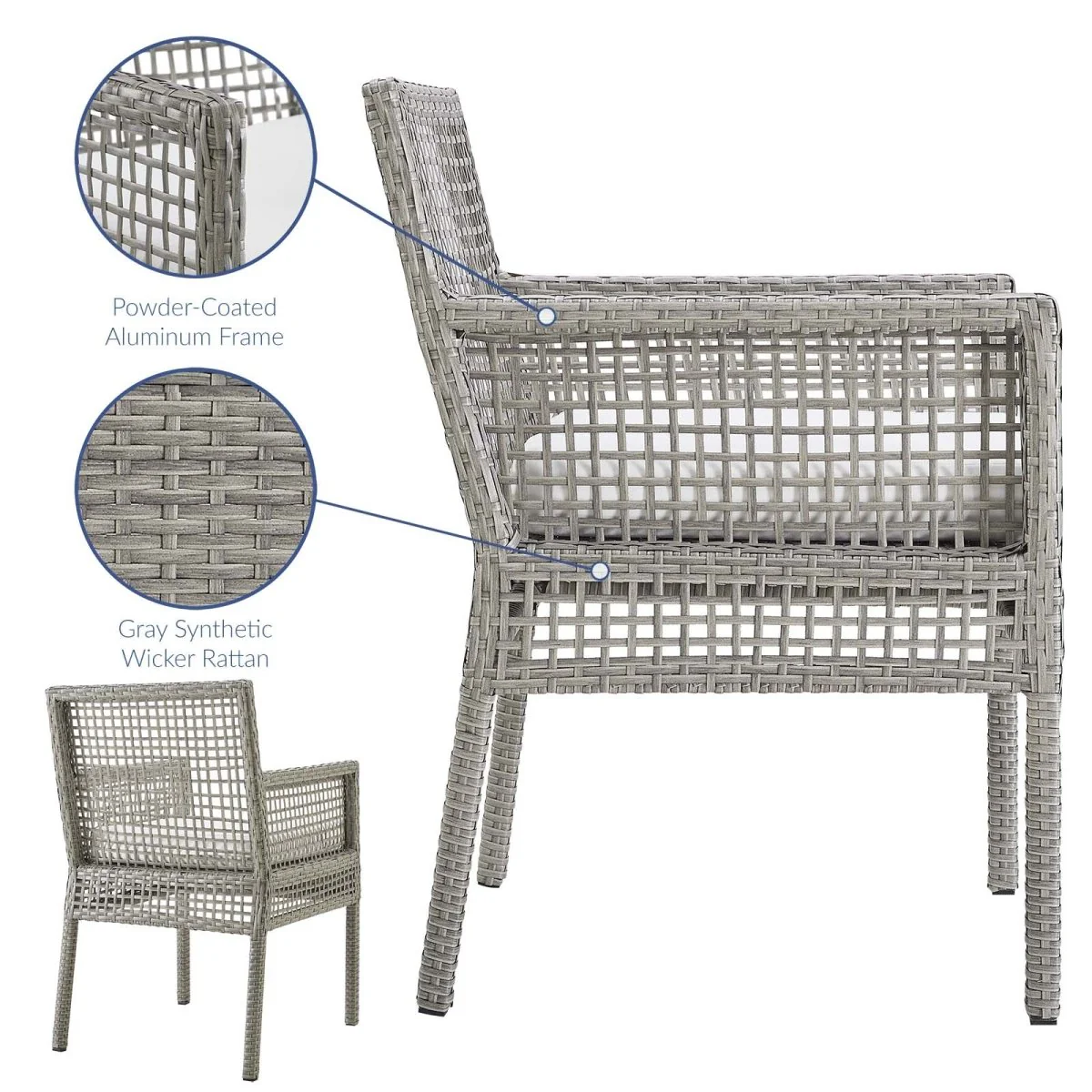 Wicker Rattan Outdoor Dining Armchair with Cushion for Patio, Garden and Deck - Image 10