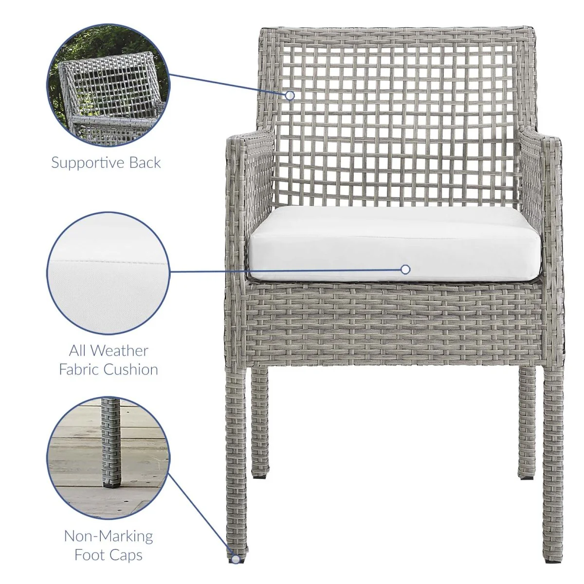 Wicker Rattan Outdoor Dining Armchair with Cushion for Patio, Garden and Deck - Image 11