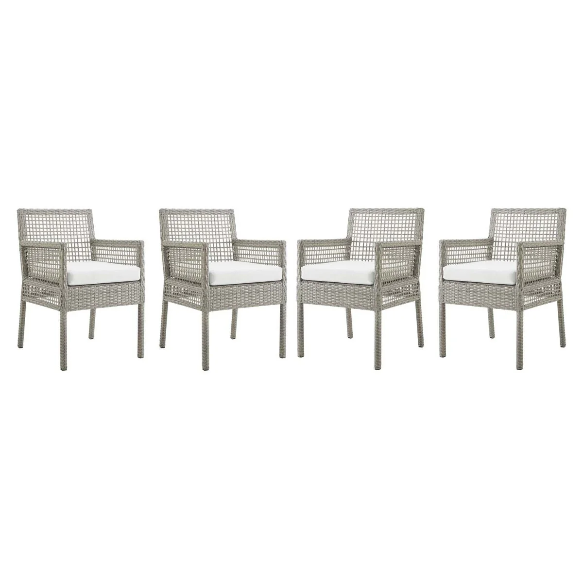 Wicker Rattan Outdoor Dining Armchairs with Cushions for Patio and Garden Seating - Image 7