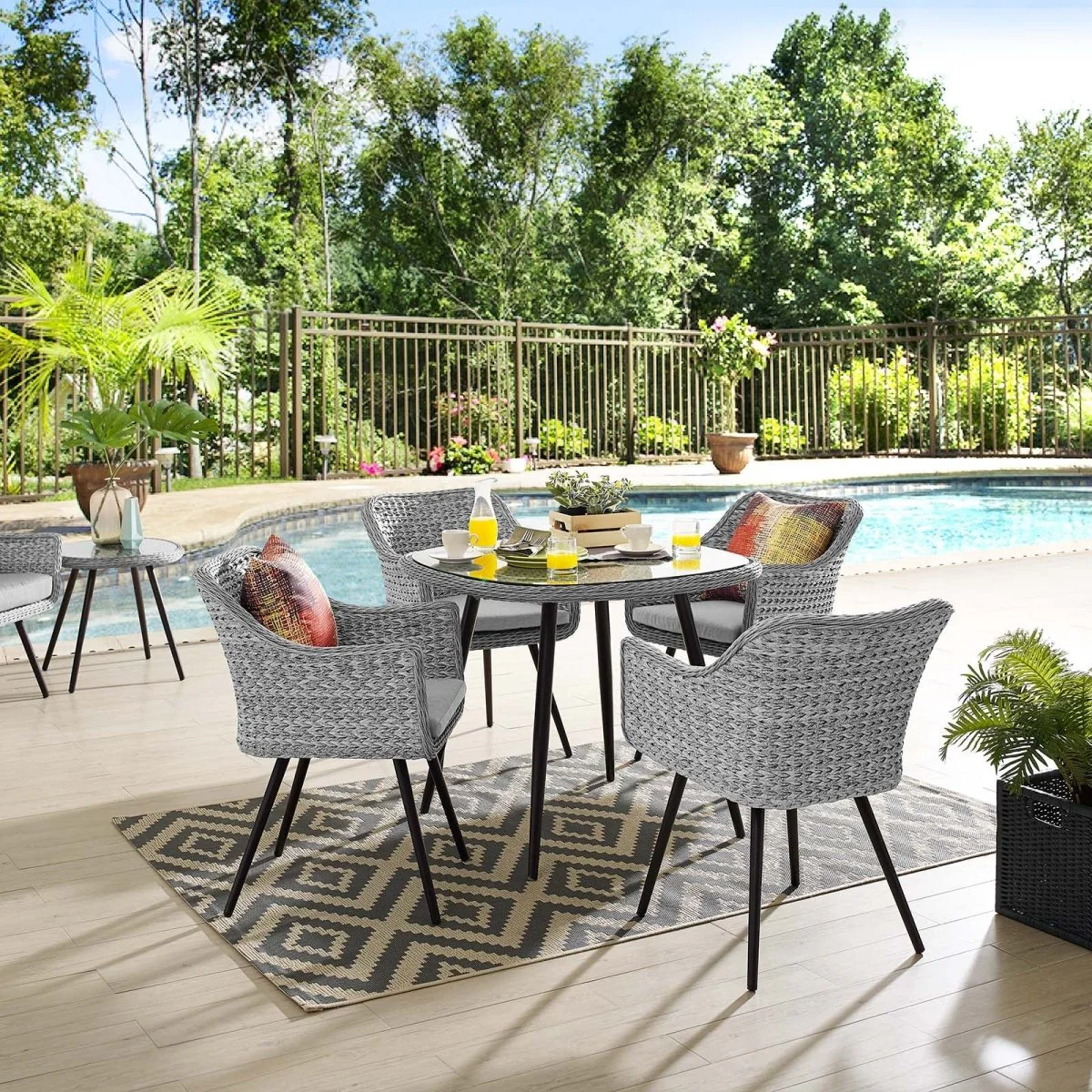 Wicker Rattan Outdoor Dining Set with Dining Table and Chairs for Patio - Image 16