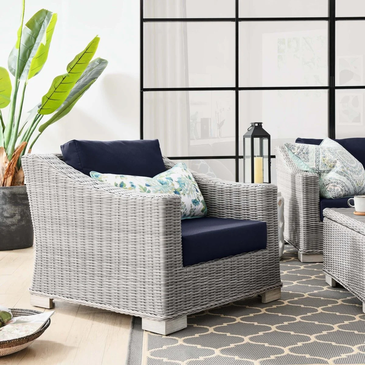 Wicker Rattan Outdoor Patio Armchair with Cushioned Seat and Armrests, Weather-Resistant - Image 15