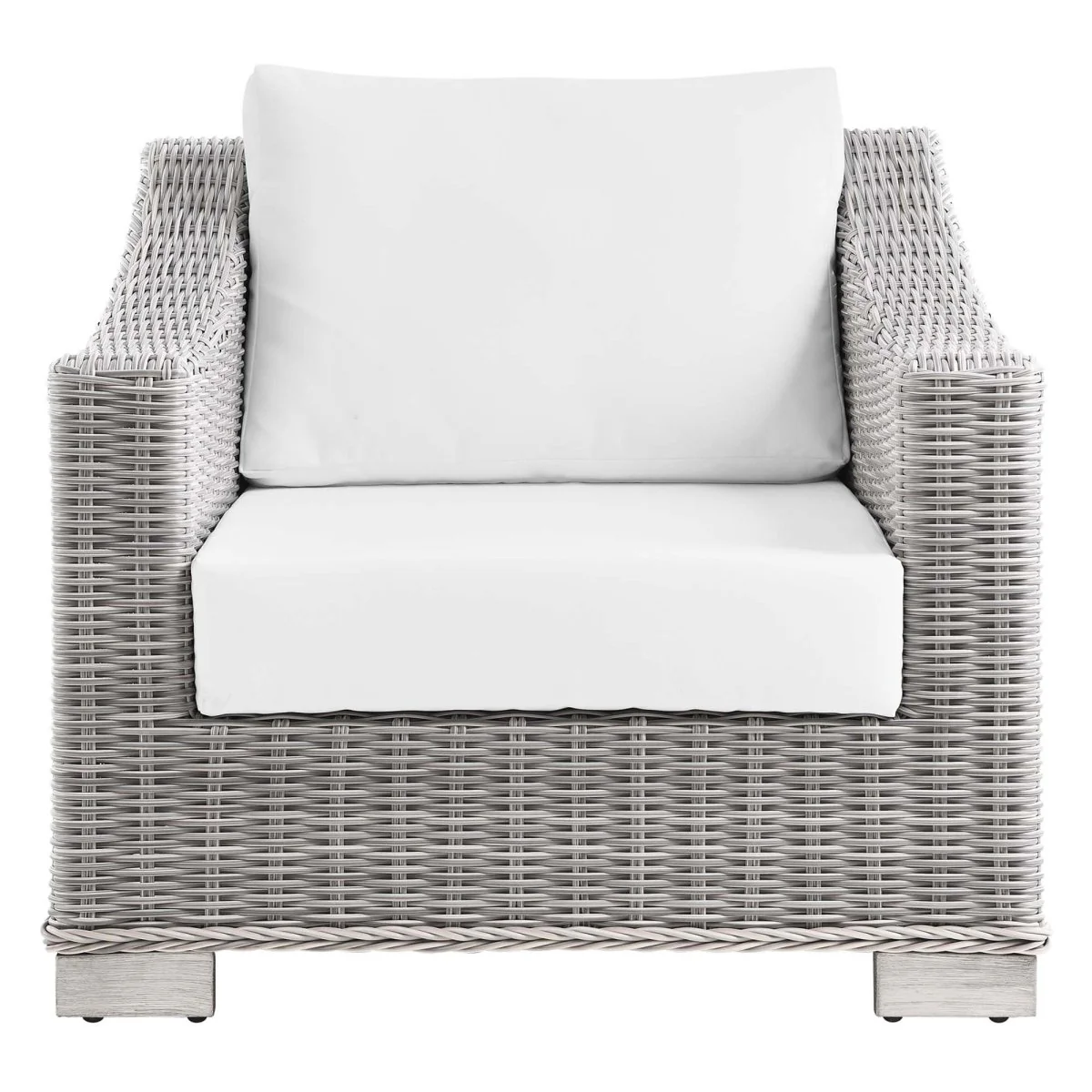 Wicker Rattan Outdoor Patio Armchair with Cushioned Seat and Armrests, Weather-Resistant - Image 6
