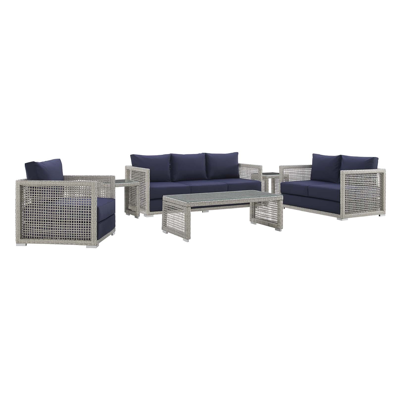 Wicker Rattan Outdoor Patio Furniture Conversation Set with Table and Cushioned Seating - Image 12