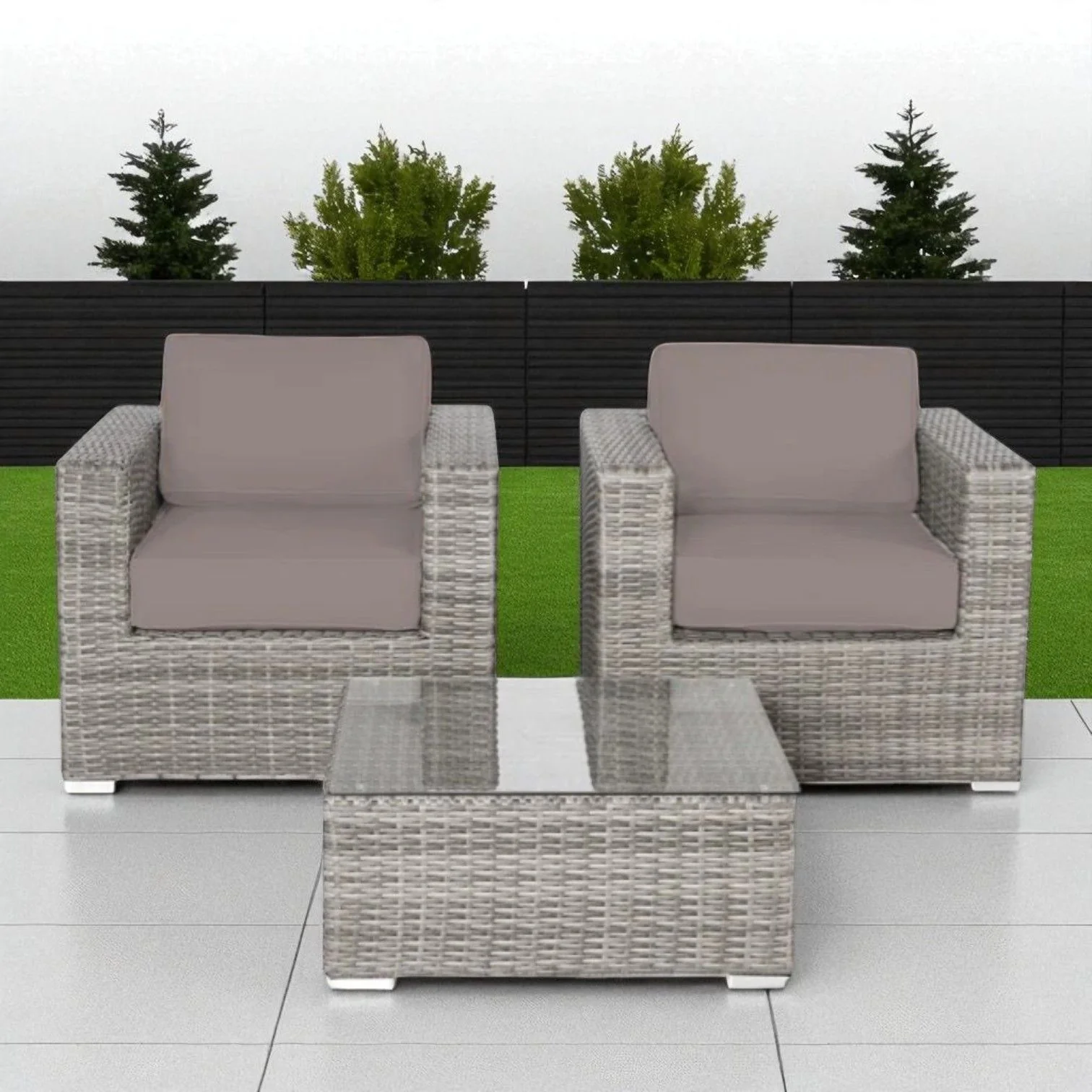 Wicker Seating Group Set With Table And Cushions - Image 16