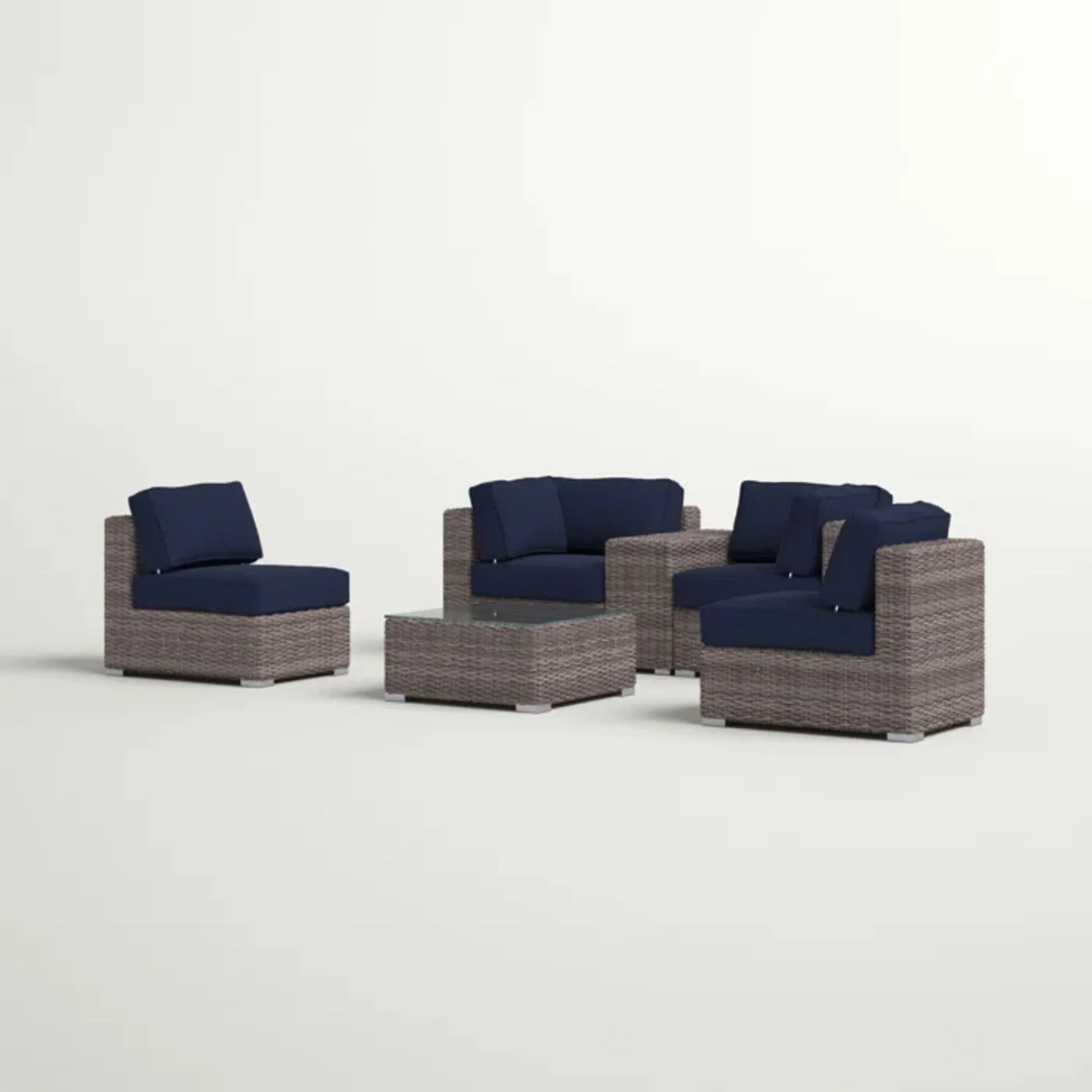 Wicker Seating Group Set With Table And Cushions - Image 59
