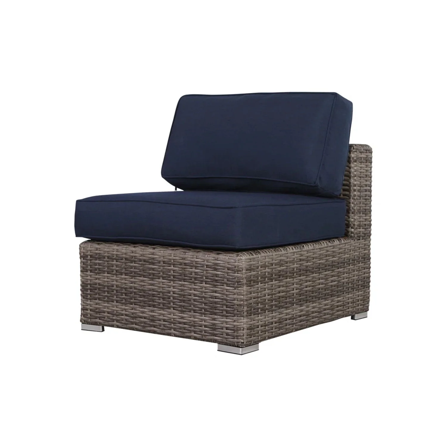 Wide Armless Outdoor Chairs With Cushions (Set of 2) - Image 3