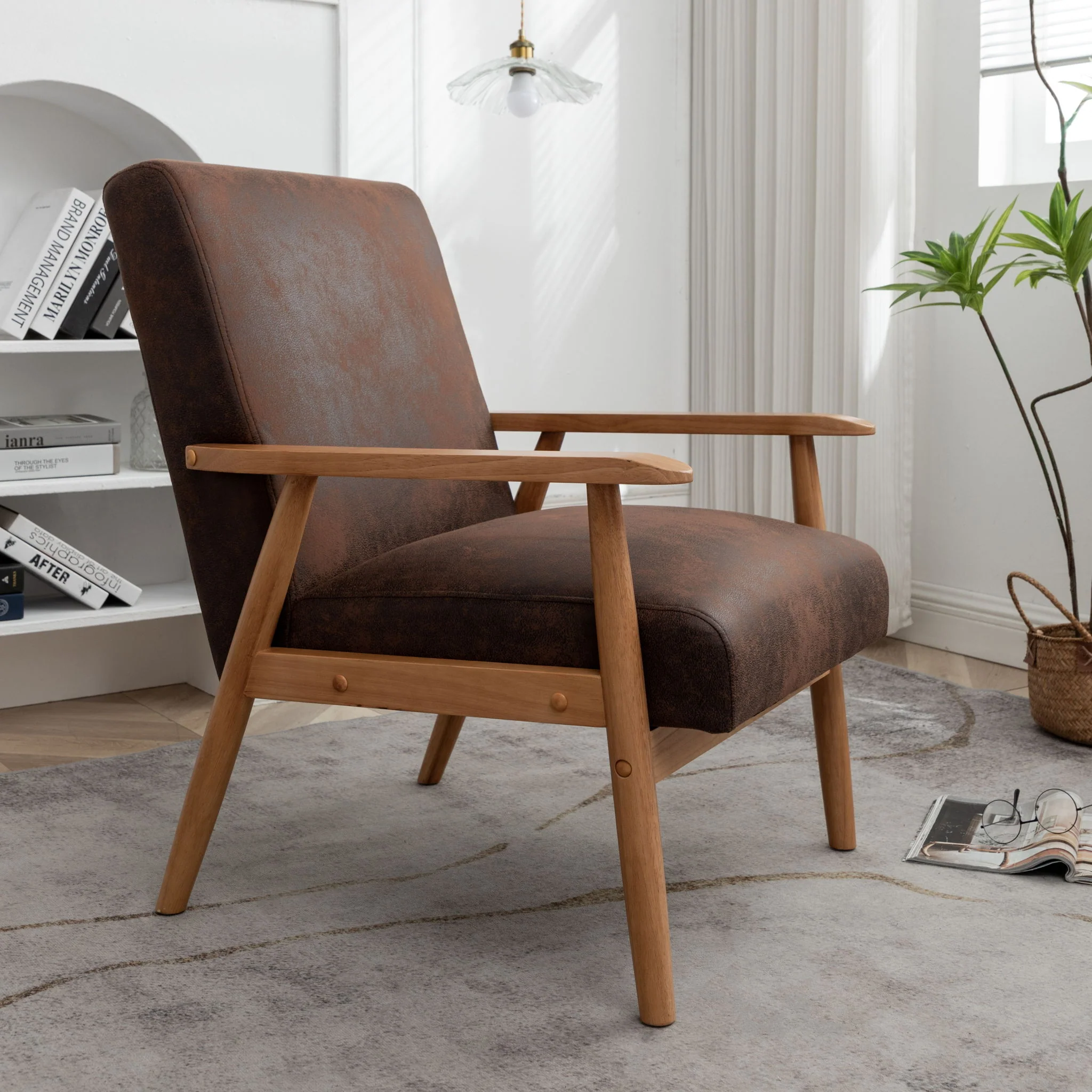 Wide Arm Chair - Brown - Image 9